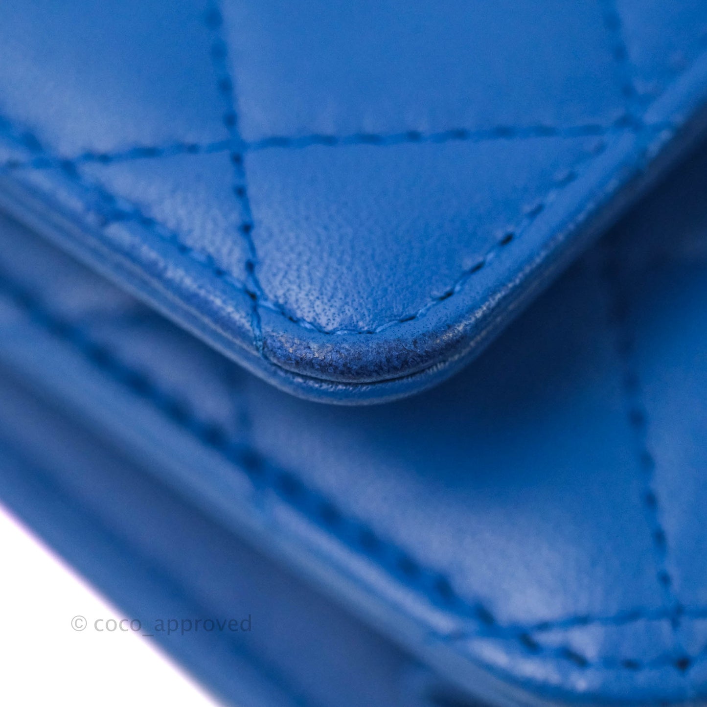 Chanel Quilted Wallet on Chain WOC Blue Lambskin Silver Hardware