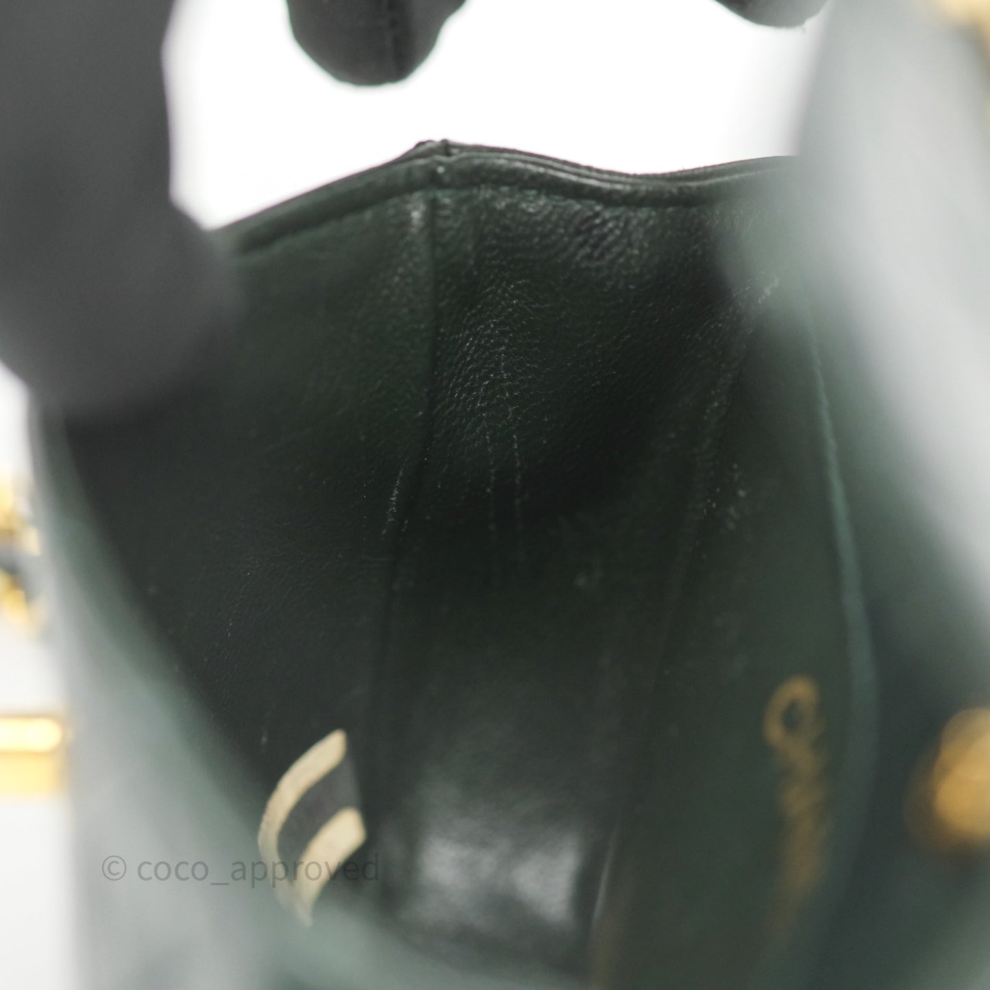 Chanel Vintage Mini Flap Bag Dark Green Lambskin Gold Hardware
