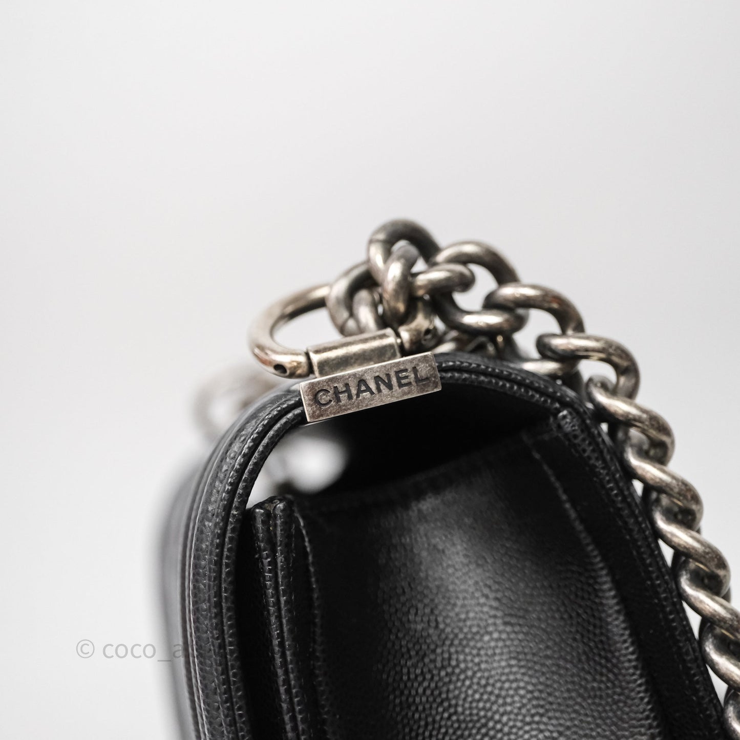 Chanel Quilted Medium Boy Black Caviar Ruthenium Hardware