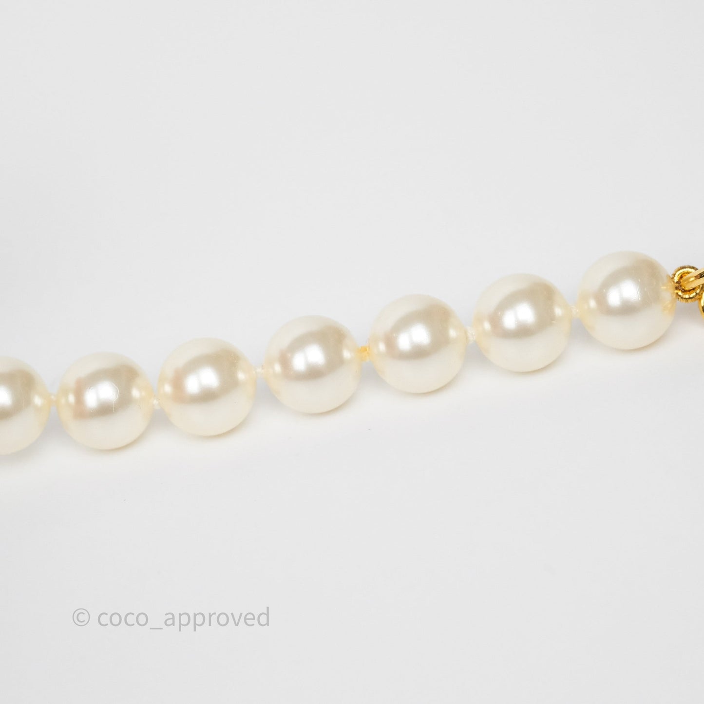 Chanel CC Pearl Long Necklace Gold Tone 20A