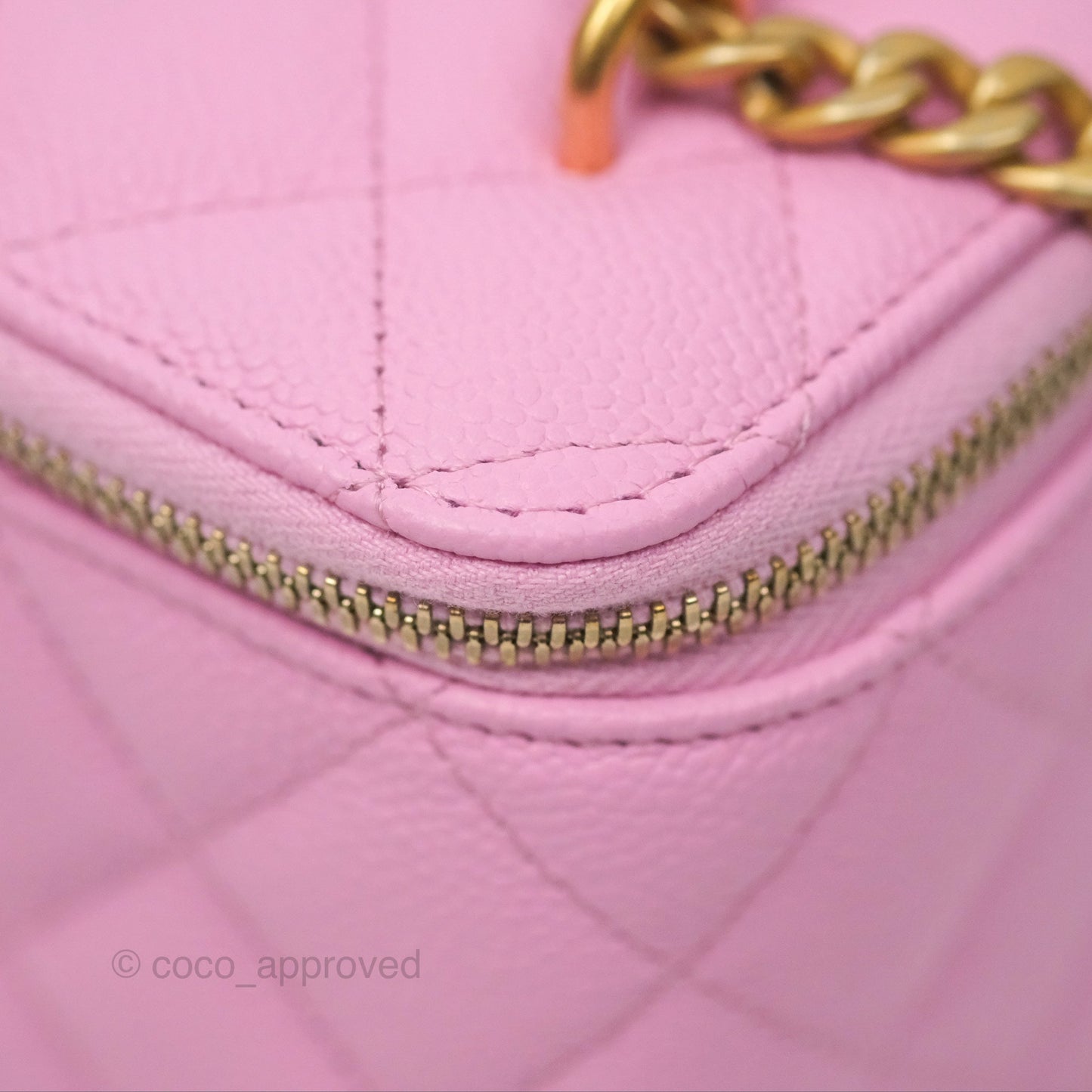 Chanel Vanity Heart Crush Adjustable Chain Pink Caviar Aged Gold Hardware