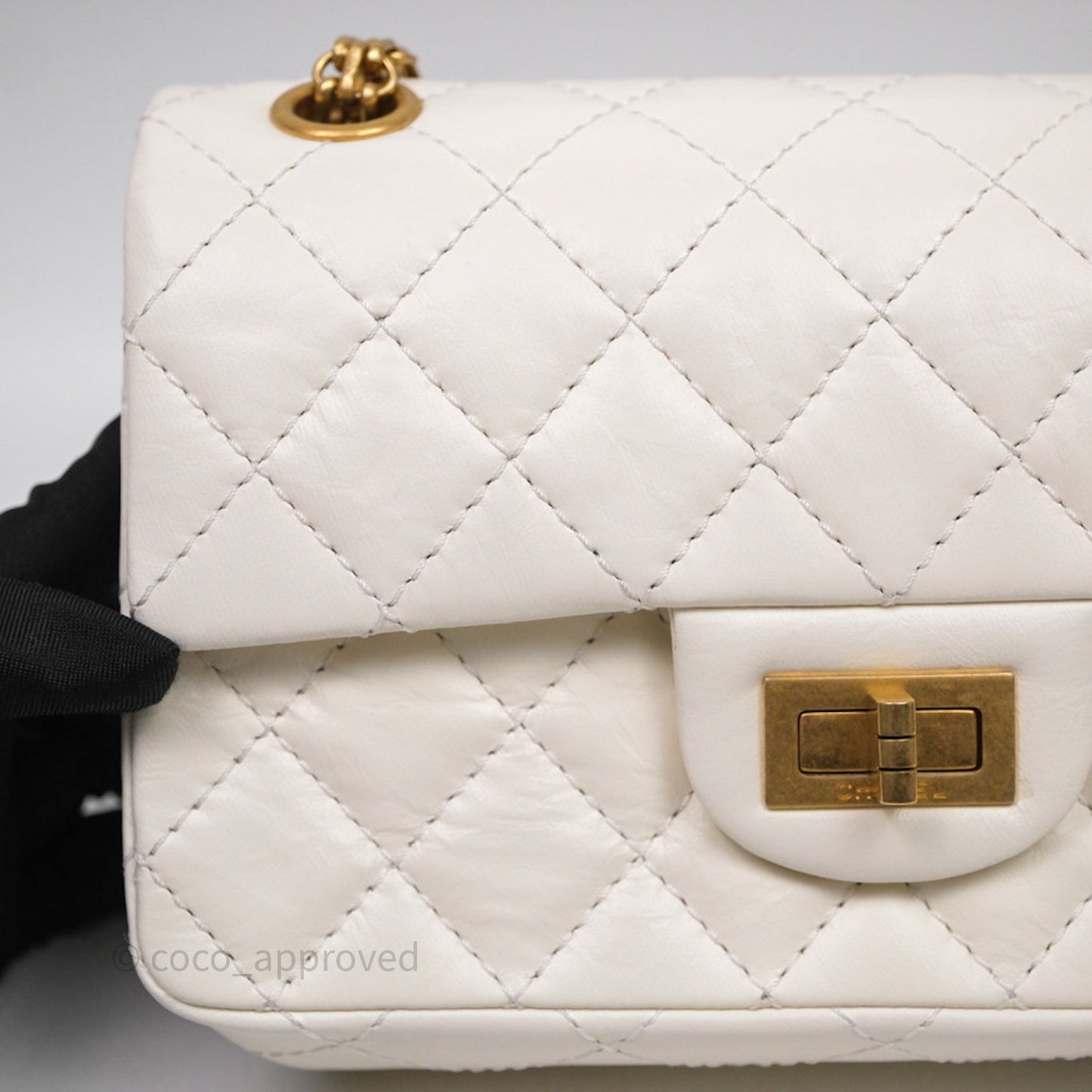 Chanel Mini Reissue 224 White Calfskin Aged Gold Hardware