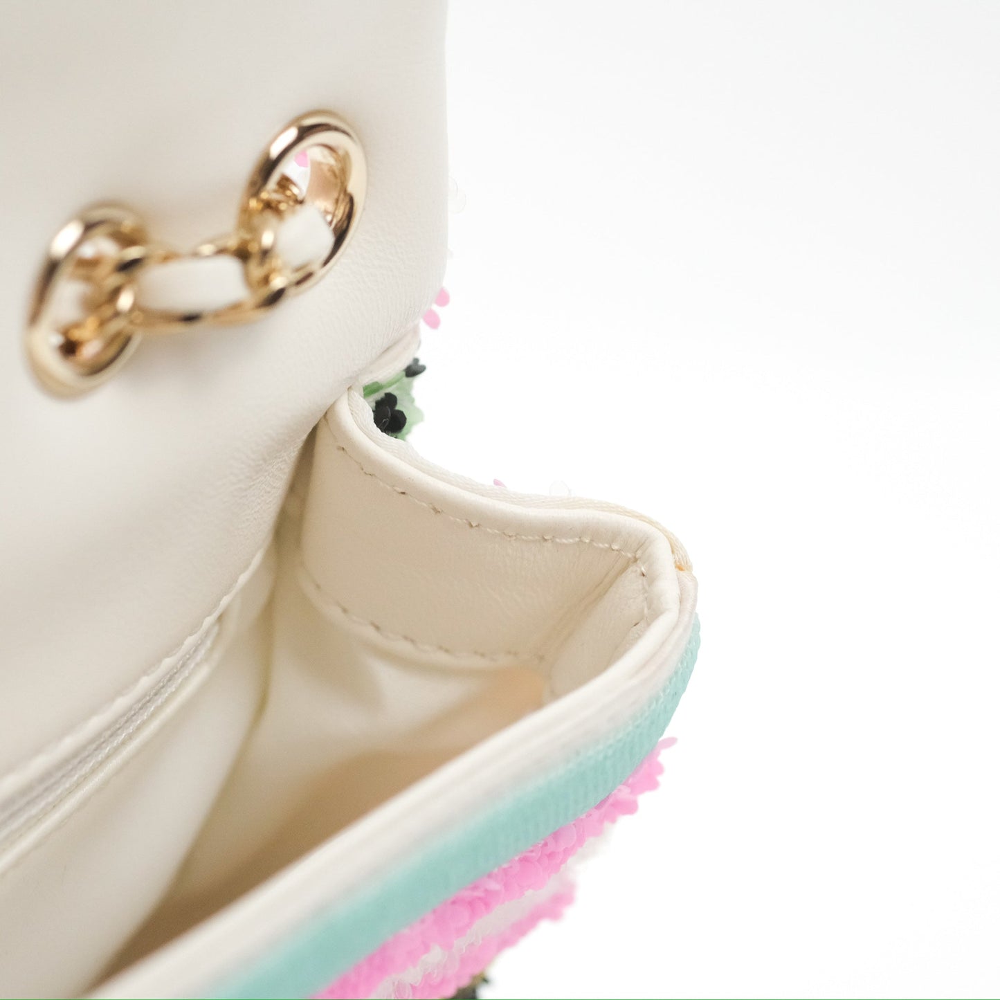Chanel Mini Sequins Logo Flap Bag Multicolour Gold Hardware 22S