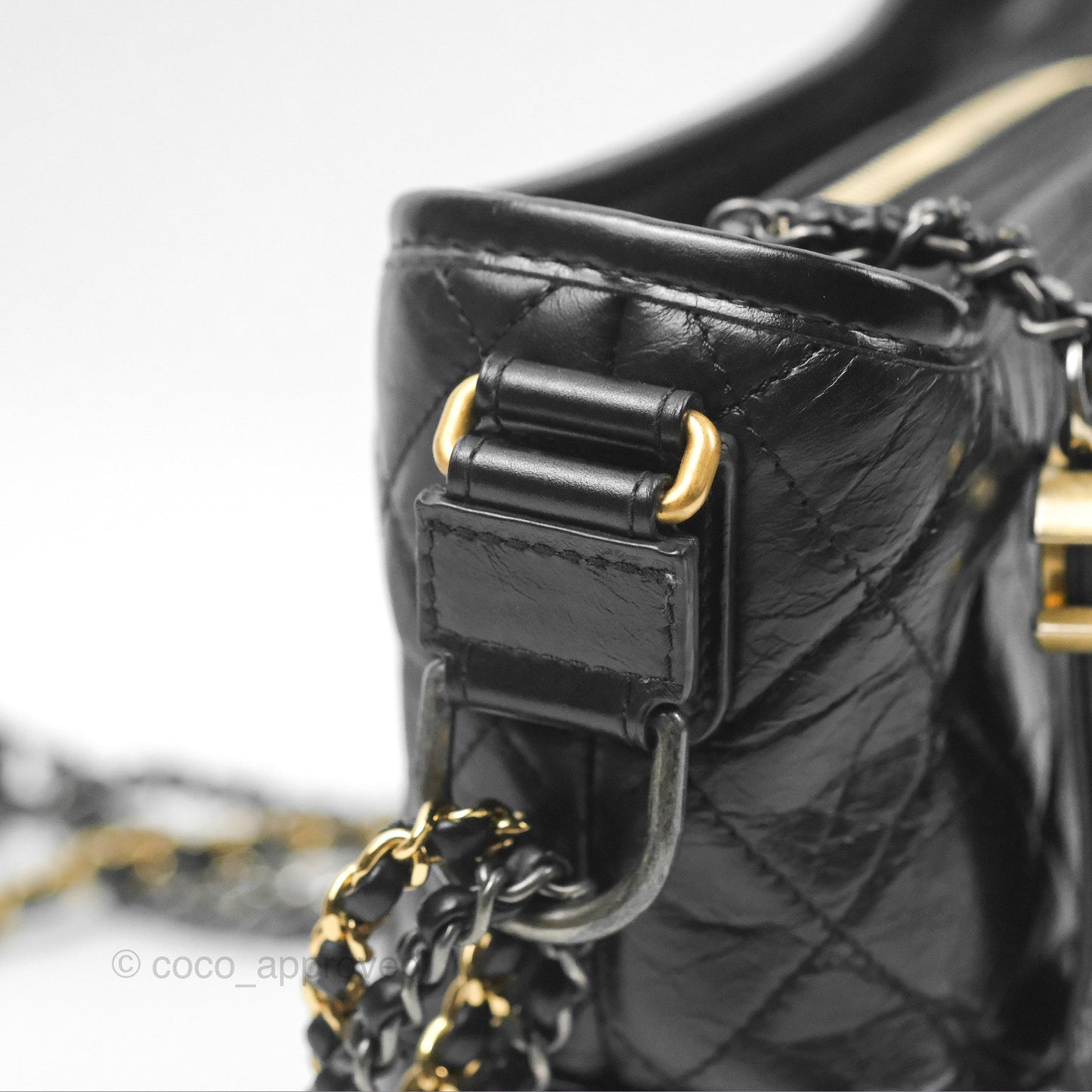 Chanel Small Gabrielle Hobo Quilted Black Aged Calfskin