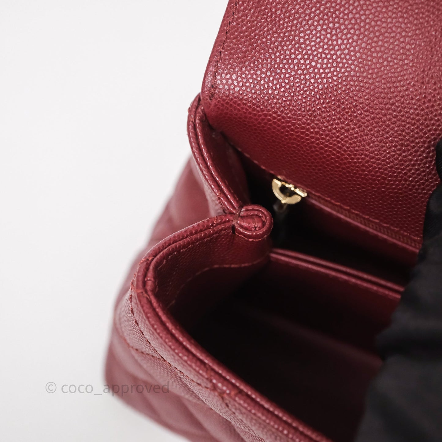 Chanel Small Coco Handle Quilted Red Burgundy Caviar Gold Hardware