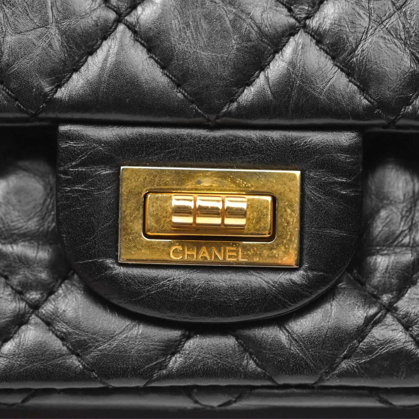 Chanel Reissue 225 Quilted Black Aged Calfskin Aged Gold Hardware