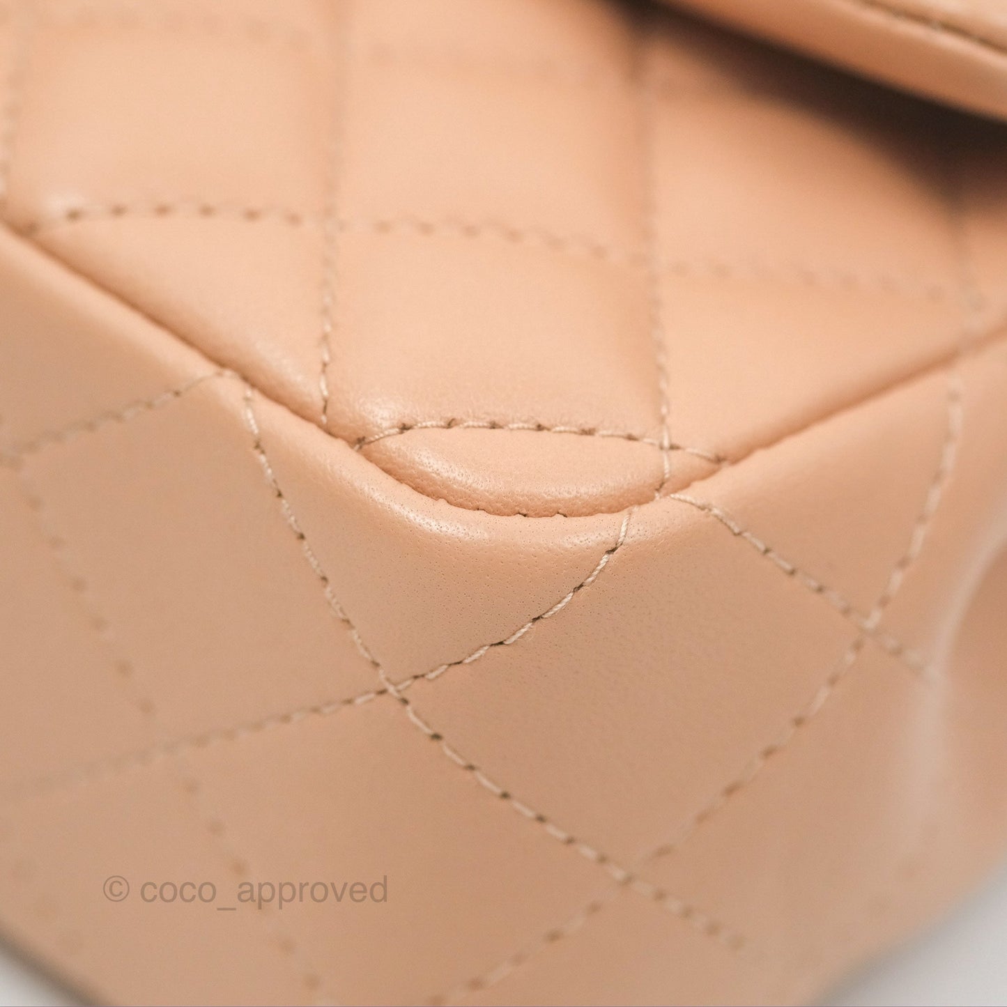 Chanel Quilted Mini Rectangular Flap Beige Lambskin Gold Hardware