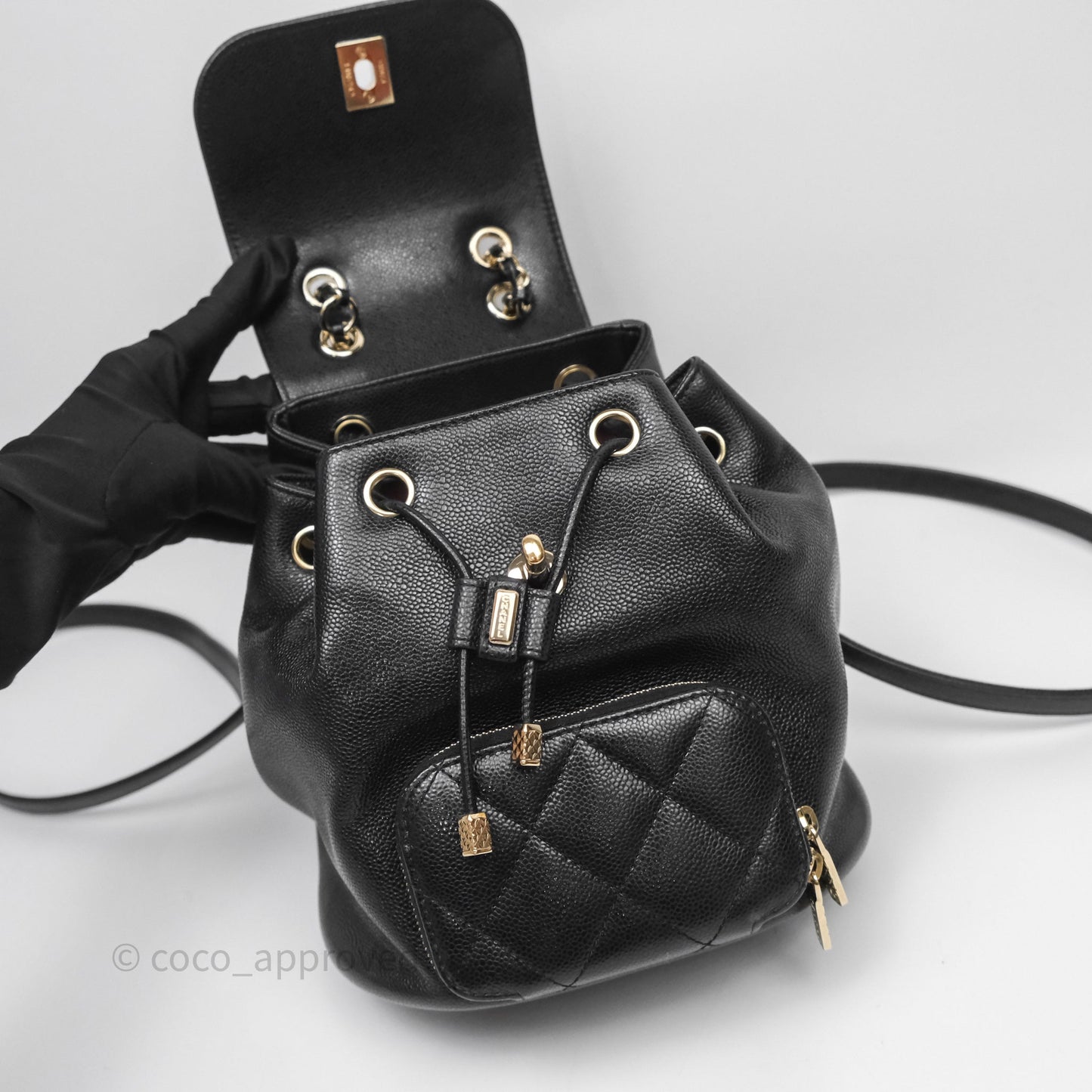 Chanel Quilted Mini Business Affinity Backpack Black Caviar Gold Hardware