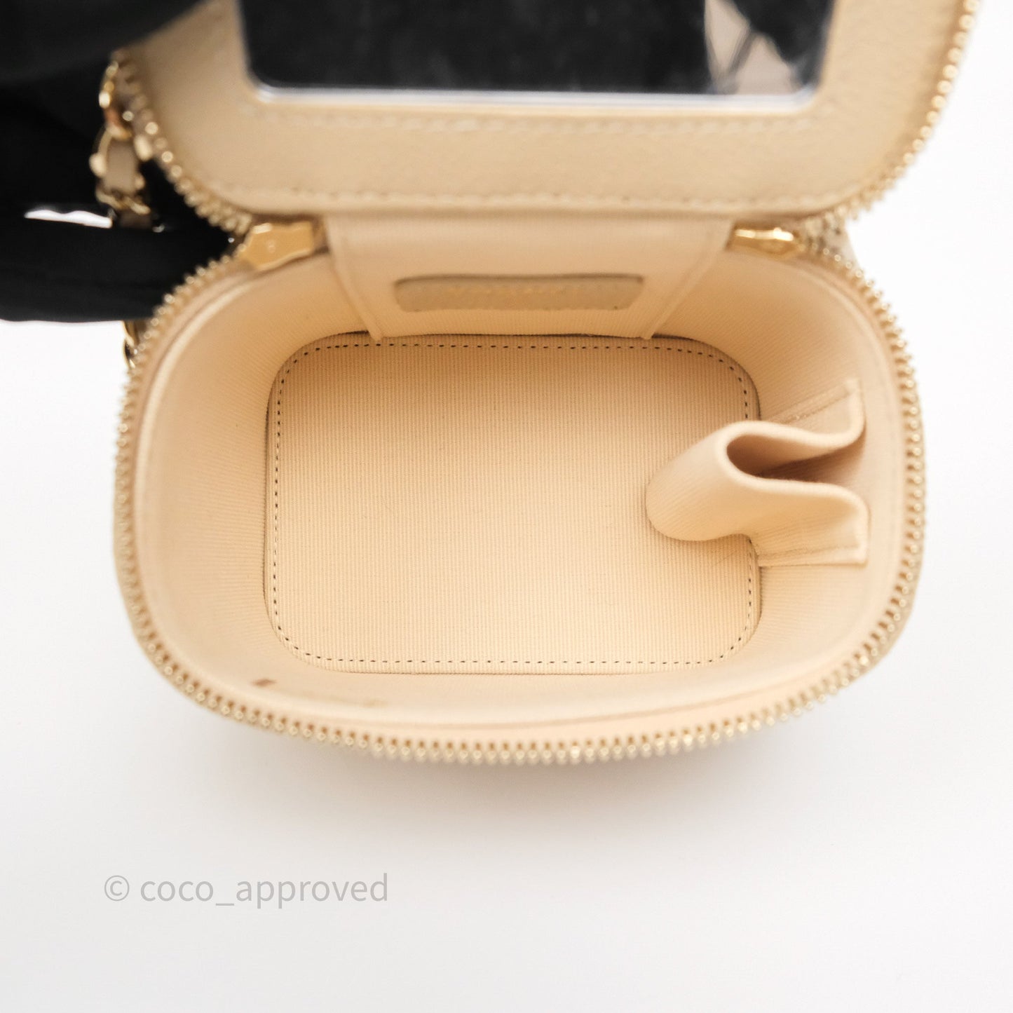 Chanel Mini Vanity With CC Chain Beige Caviar Gold Hardware