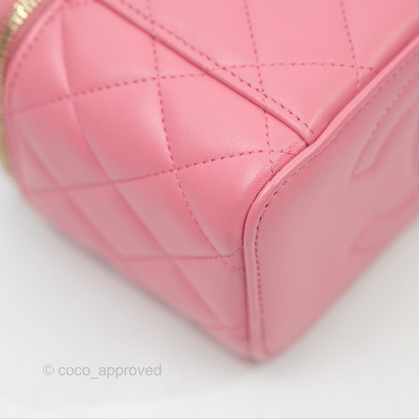 Chanel Vanity Rectangular Top Handle Pink Lambskin Gold Hardware