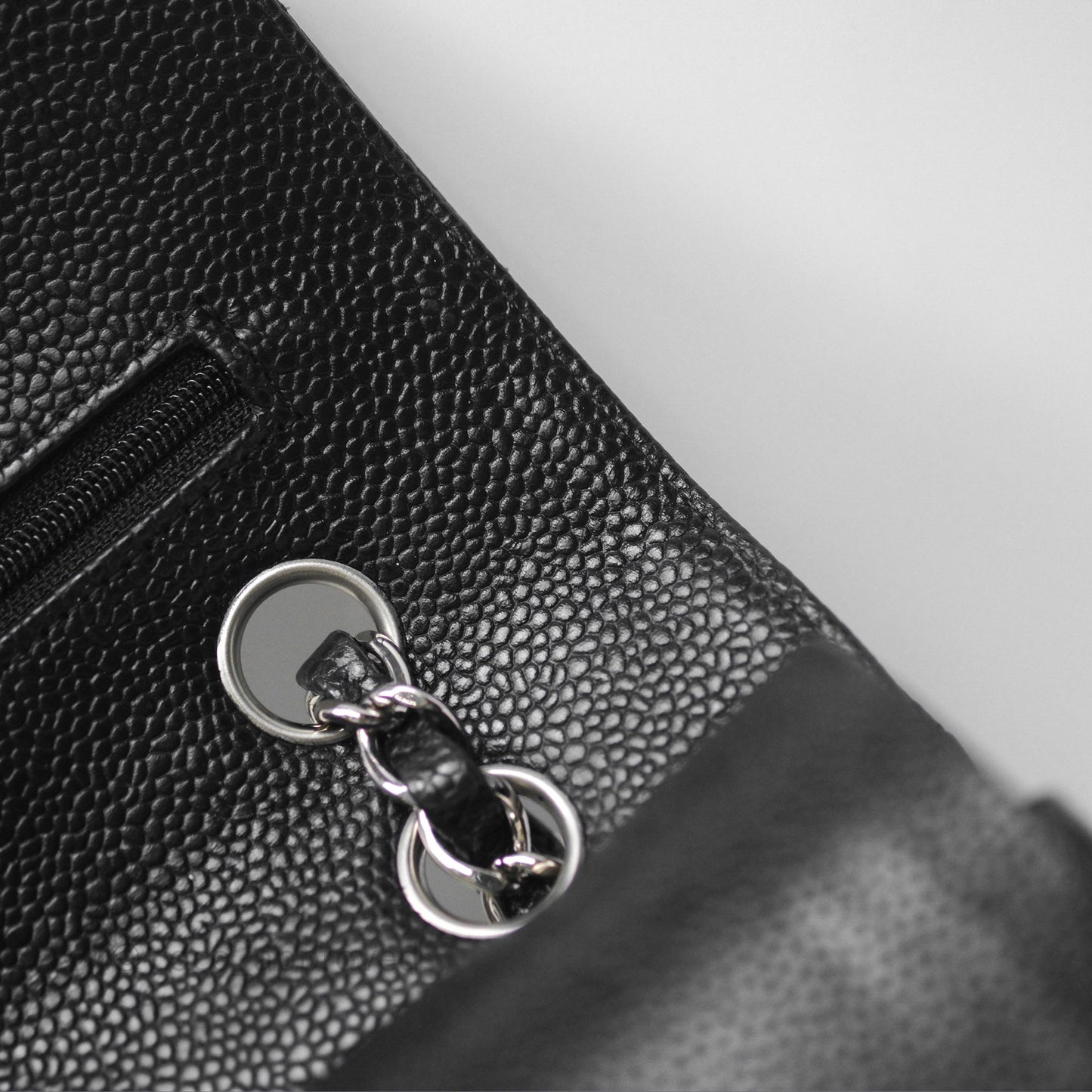 Chanel Classic M/L Medium Flap Quilted Black Caviar Silver Hardware