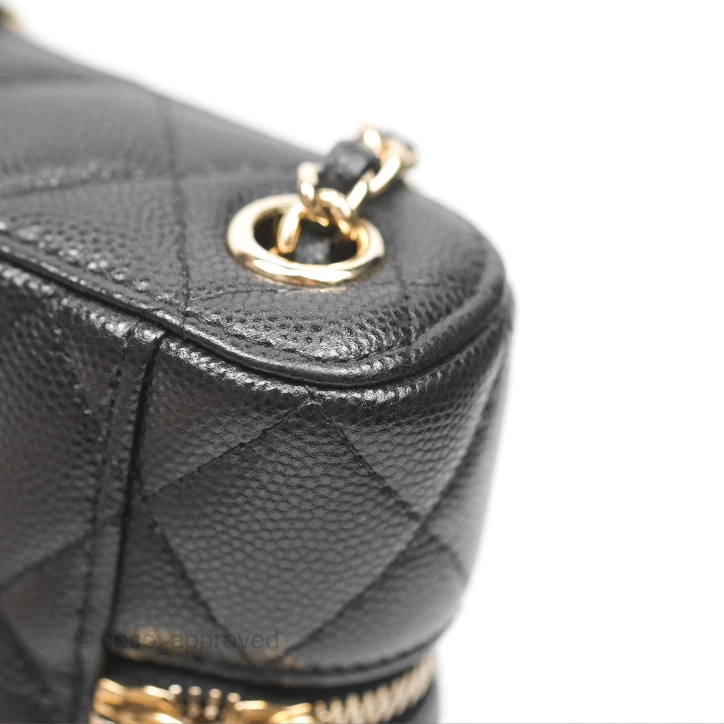Chanel Vanity Phone Holder With Chain Black Caviar Gold Hardware