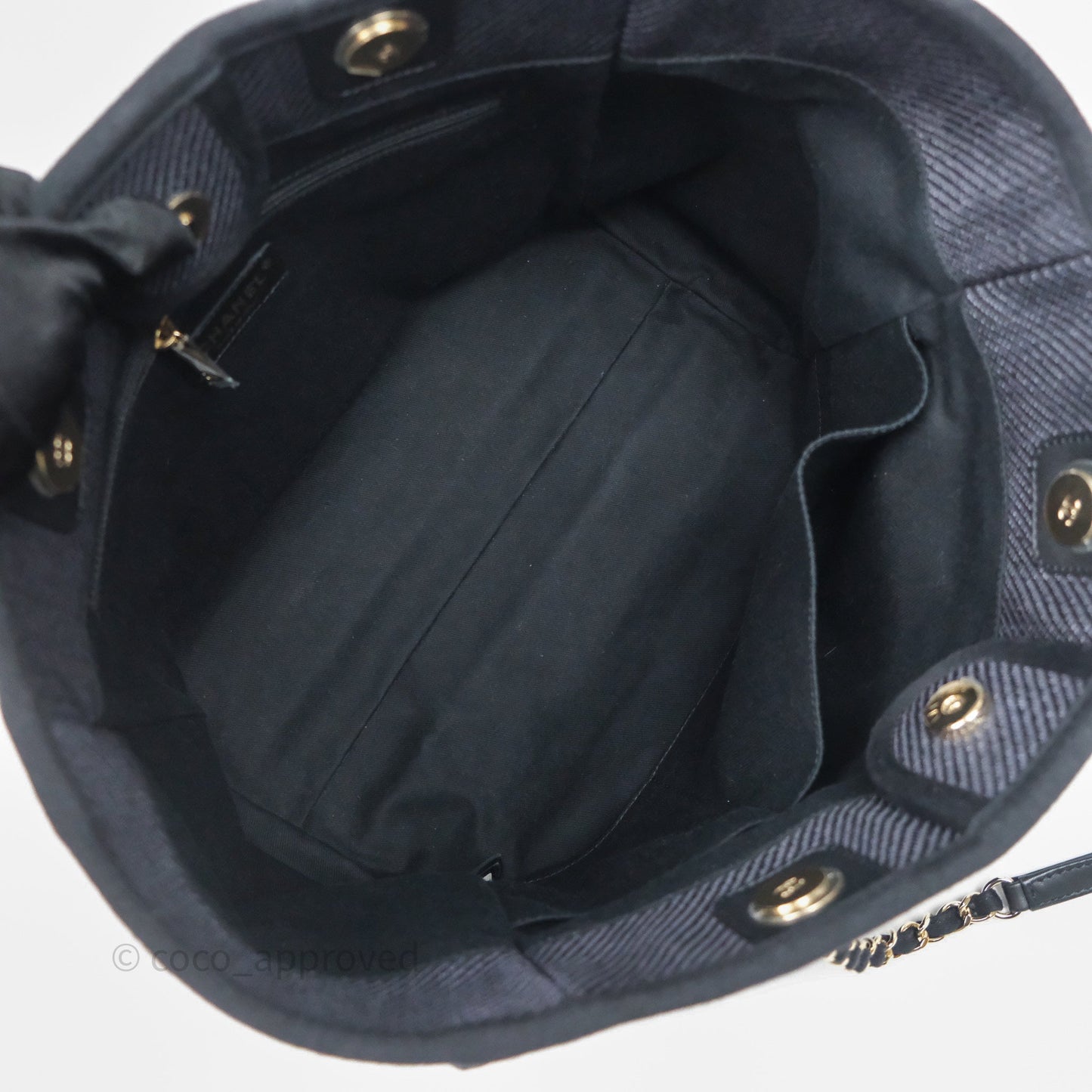 Chanel Medium Deauville Navy Canvas Gold Hardware