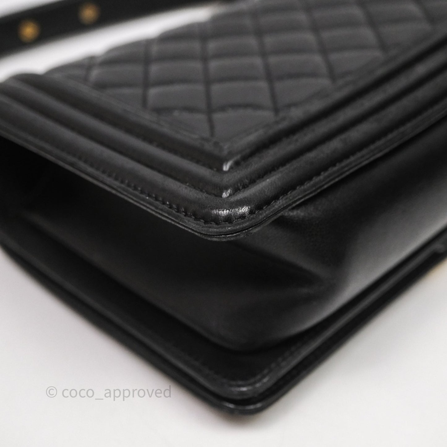 Chanel Medium Boy Quilted Black Lambskin Aged Gold Hardware