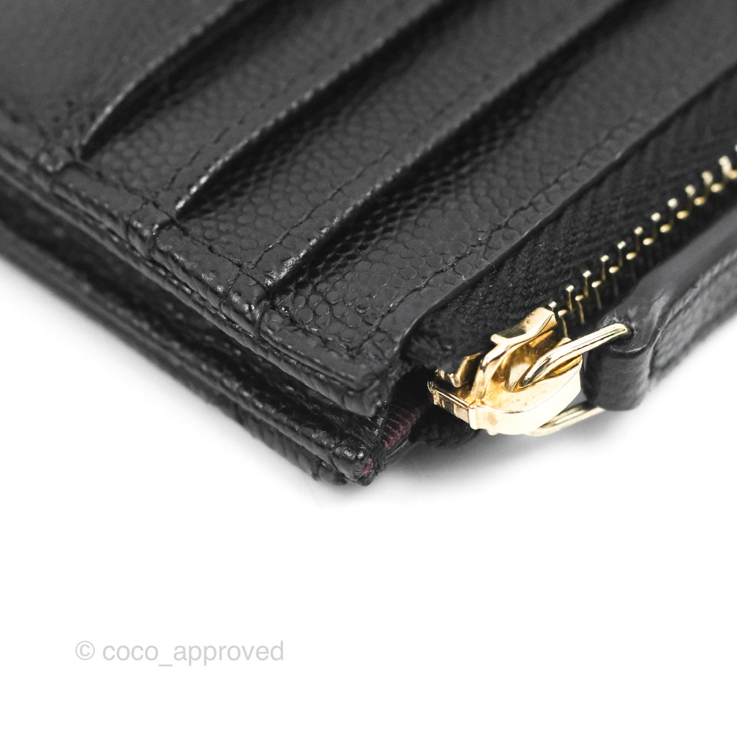 Chanel Quilted CC Zipped Card Holder Caviar Black Gold Hardware