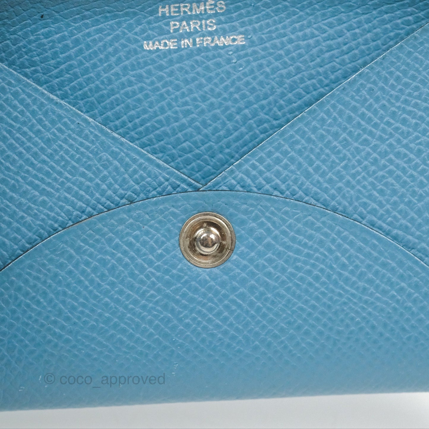 Hermès Calvi Card Holder Blue Epsom