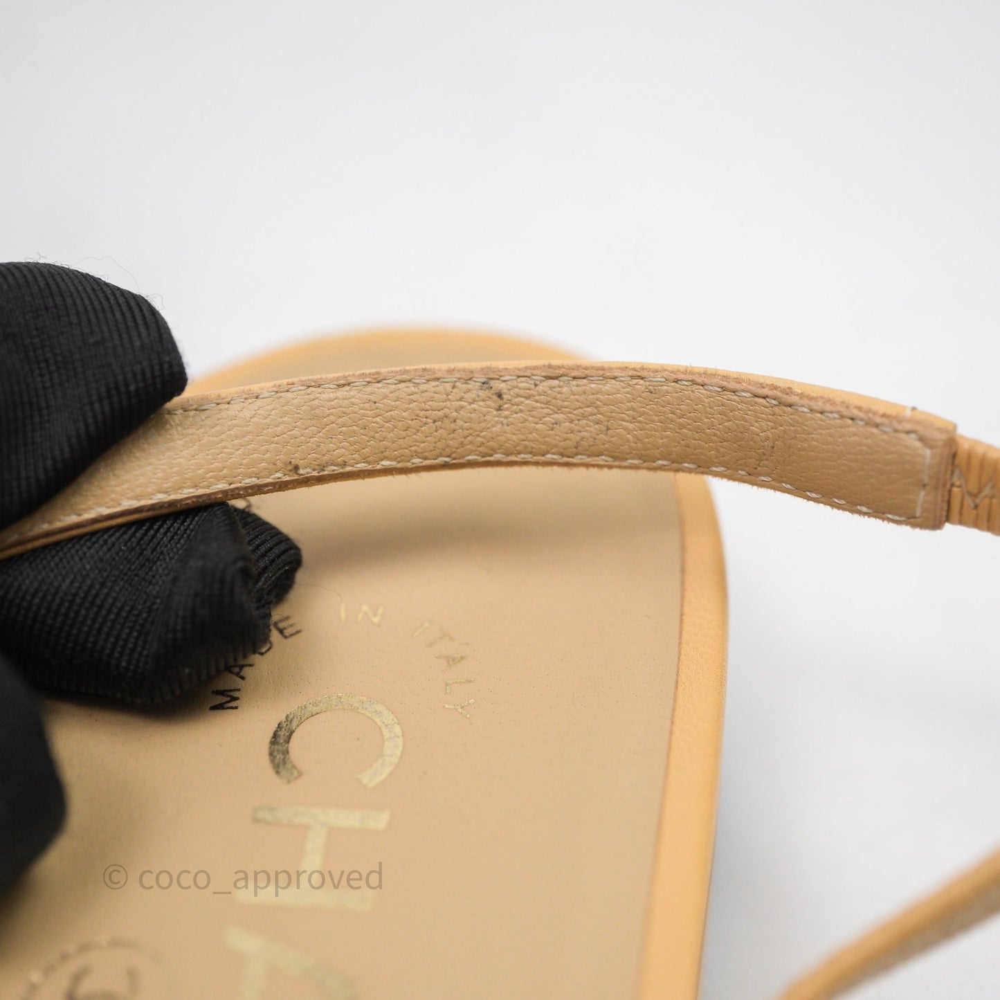 Chanel Classic Slingback Flats Beige Black Size 36