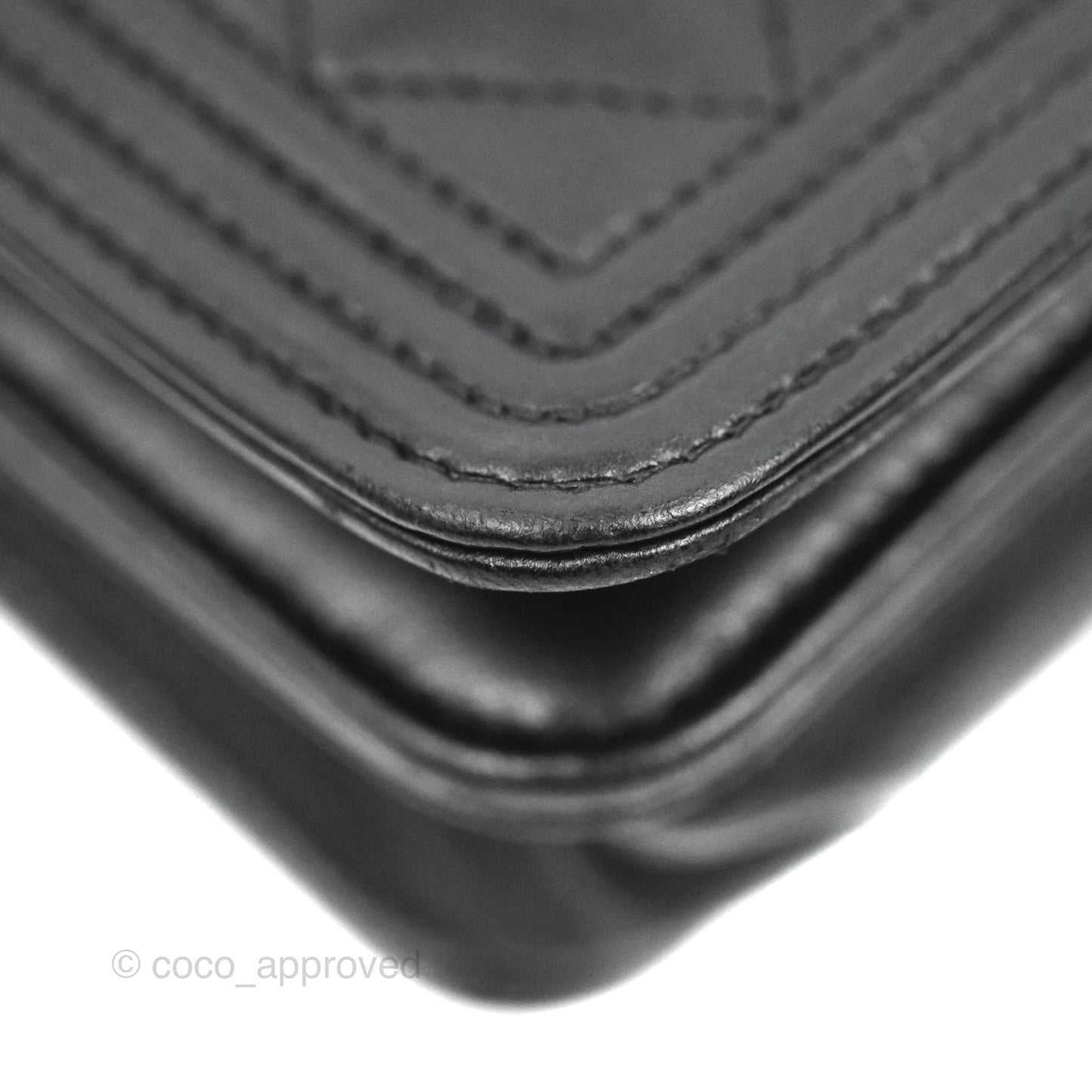 Chanel Quilted Boy Wallet on Chain WOC Black Lambskin Silver Hardware
