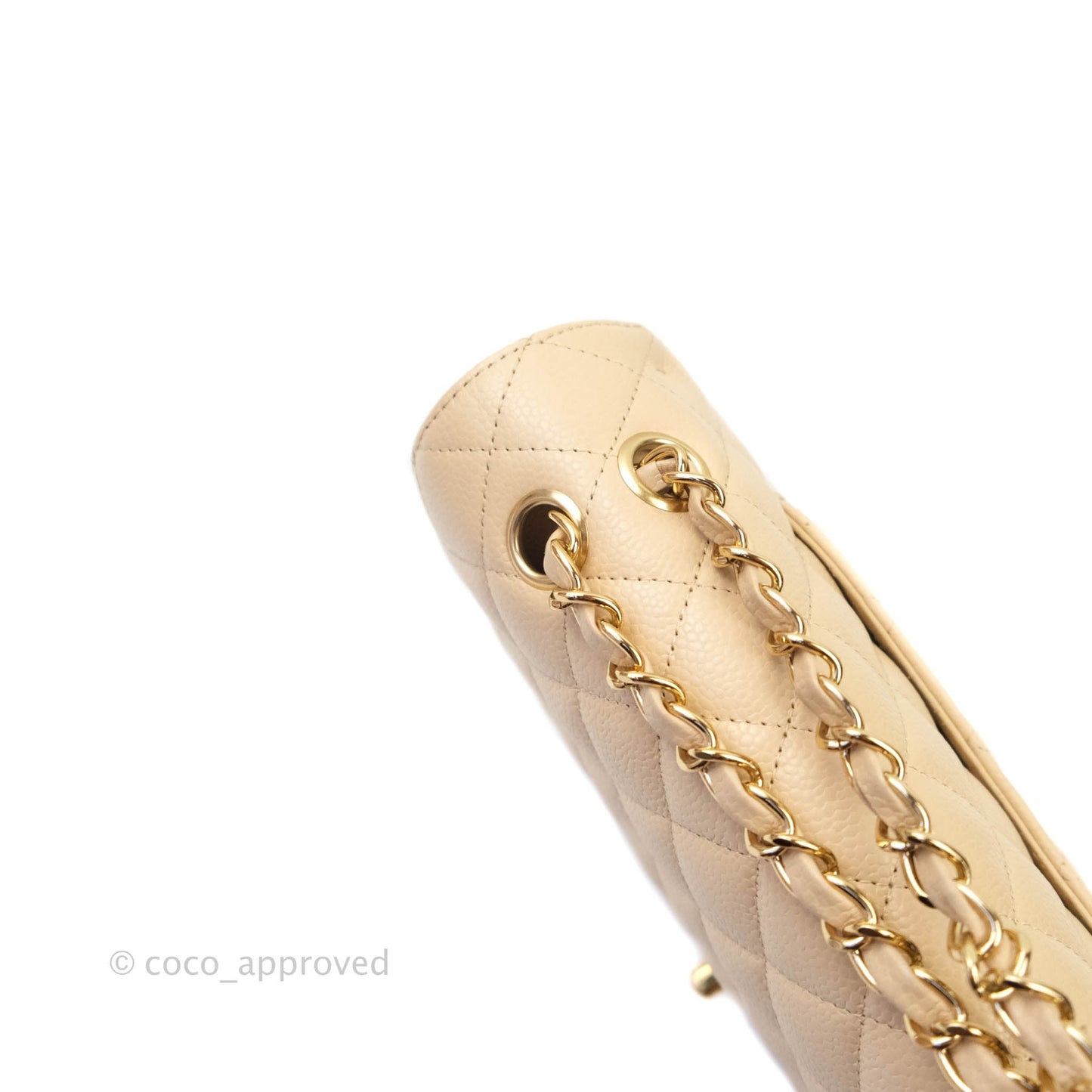 Chanel Classic M/L Medium Double Flap Beige Caviar Gold Hardware