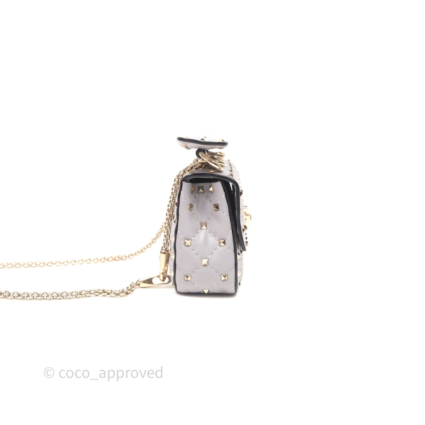 Valentino Small Nappa Rockstud Spike Bag Grey Gold Hardware