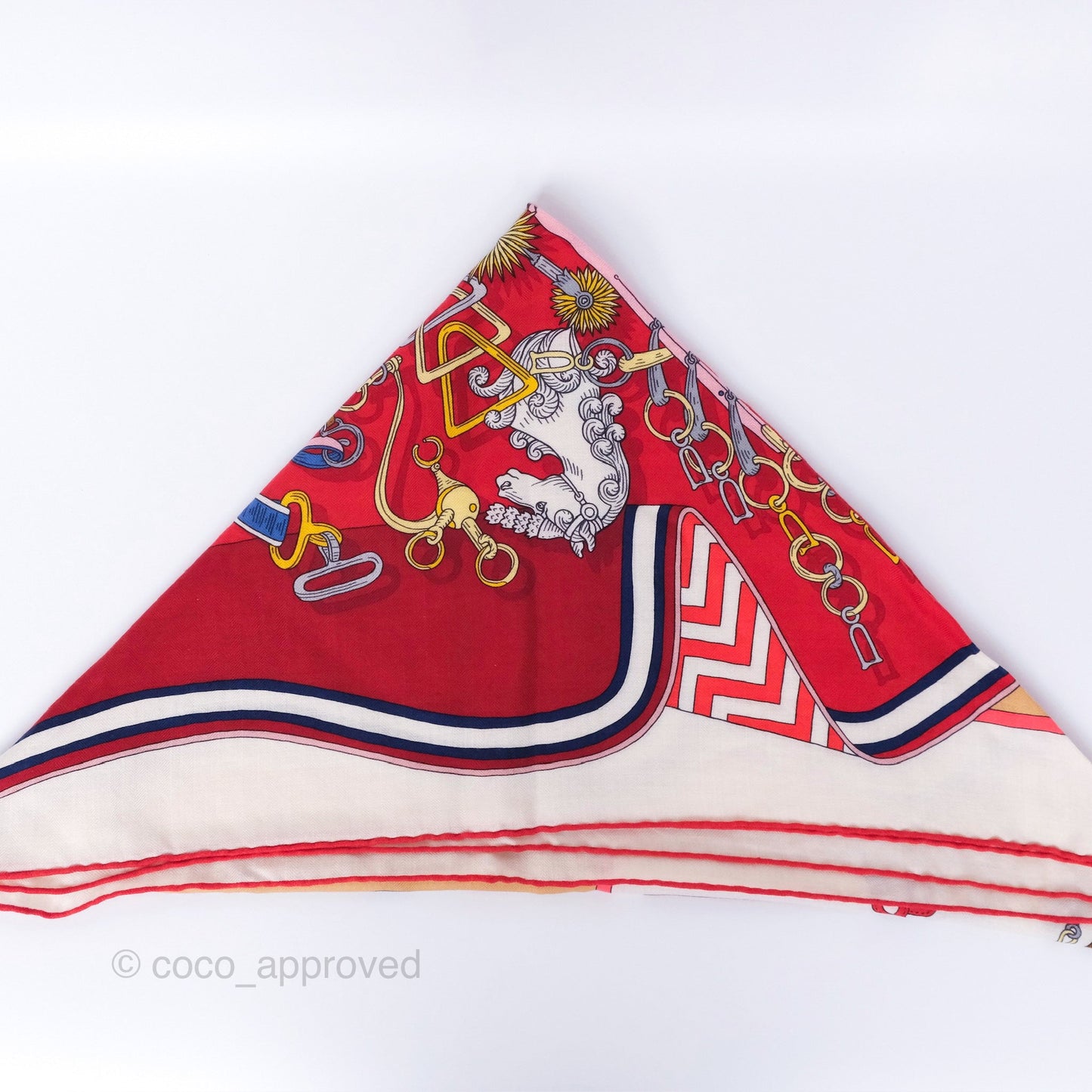 Hermes Giant Triangle Scarf Cashmere Silk Red
