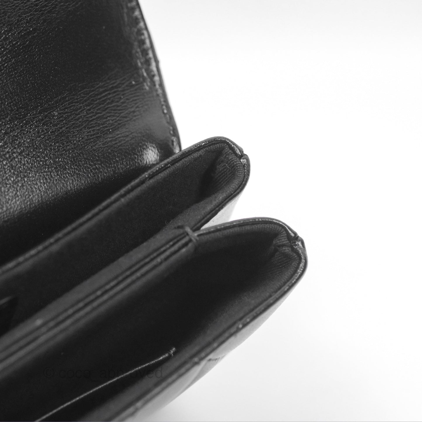 Chanel Flap Phone Holder With Chain Quilted Black Shiny Lambskin
