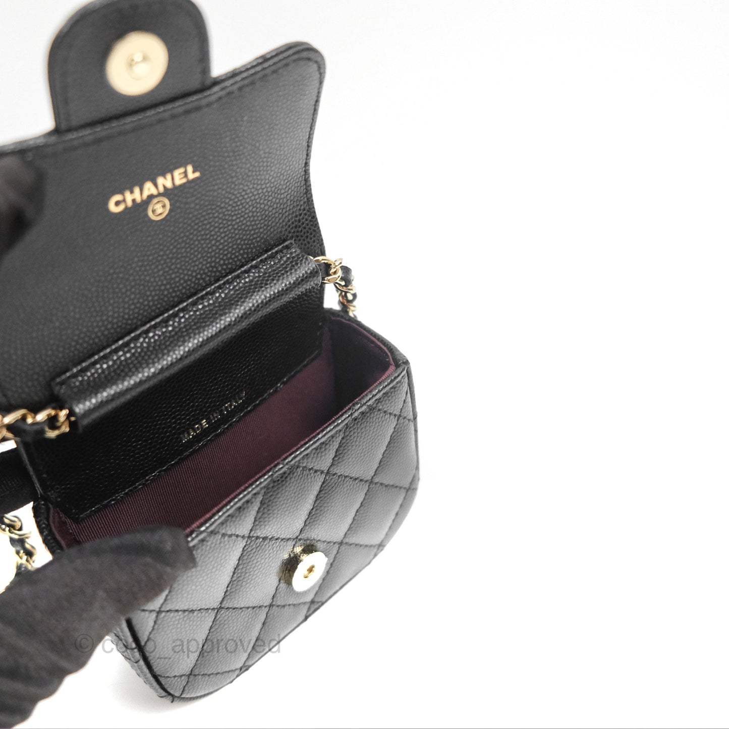 Chanel Mini Clutch With Chain Black Caviar Gold Hardware