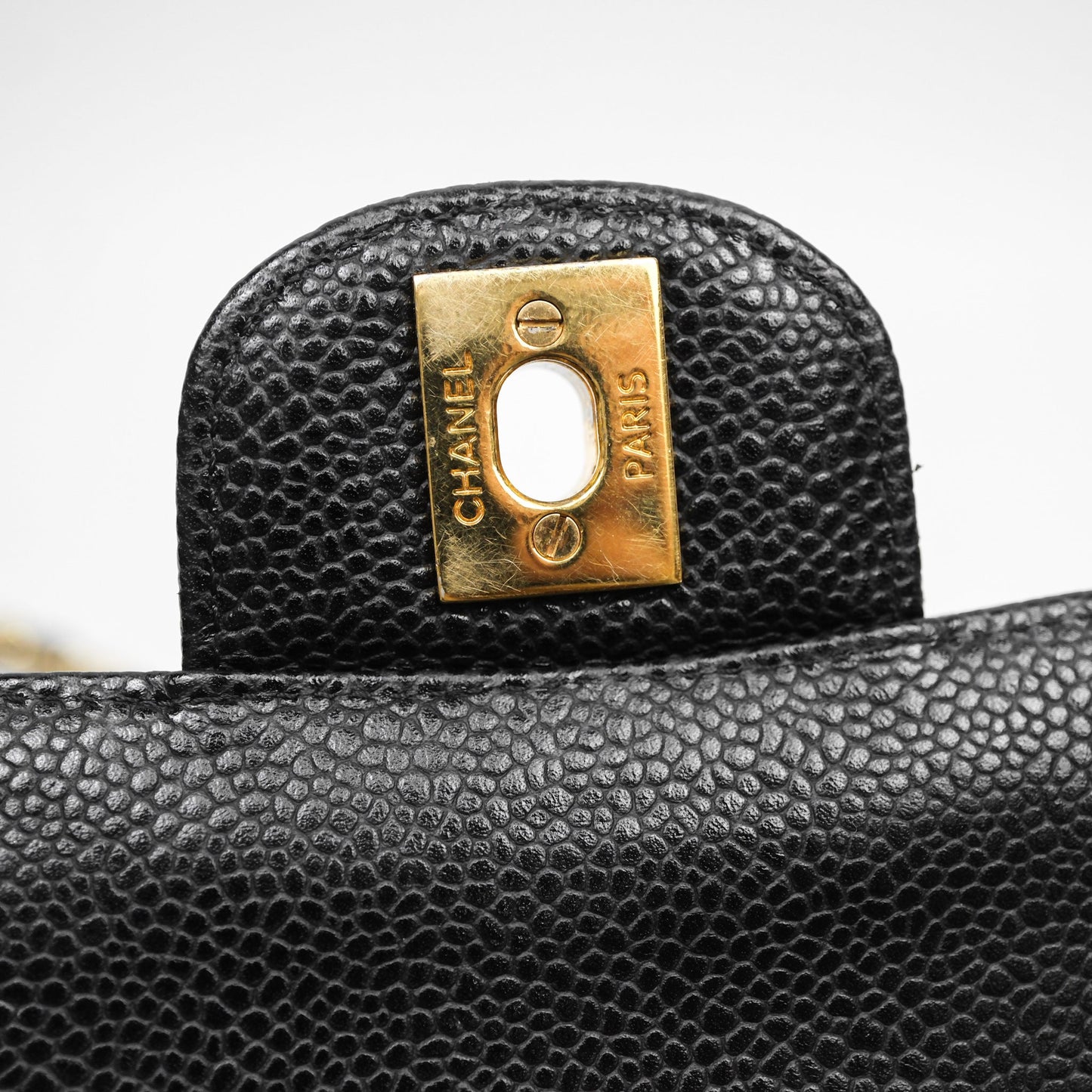 Chanel Classic M/L Medium Flap Quilted Black Caviar Gold Hardware