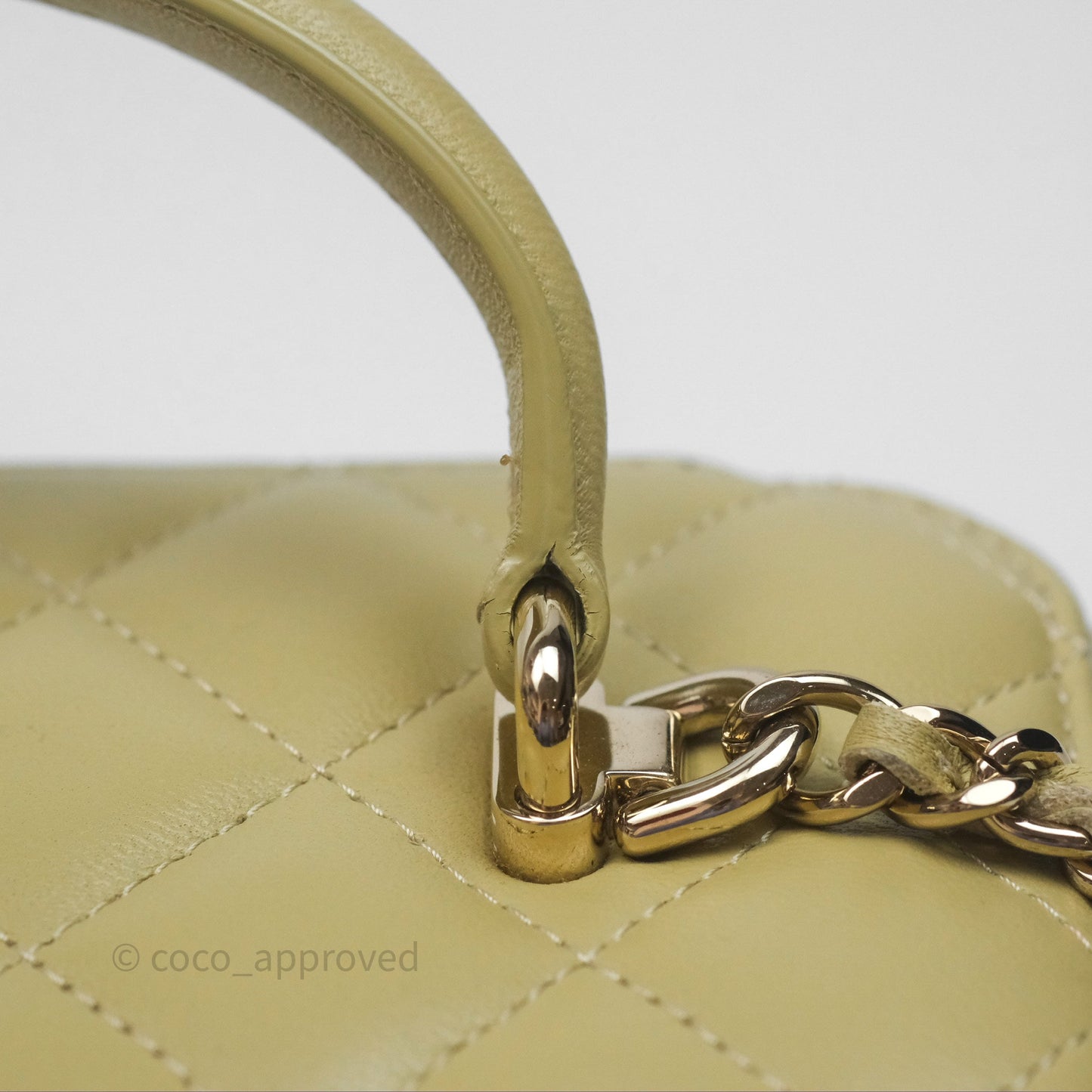 Chanel Top Handle Vanity with Chain Olive Green Lambskin Aged Gold Hardware