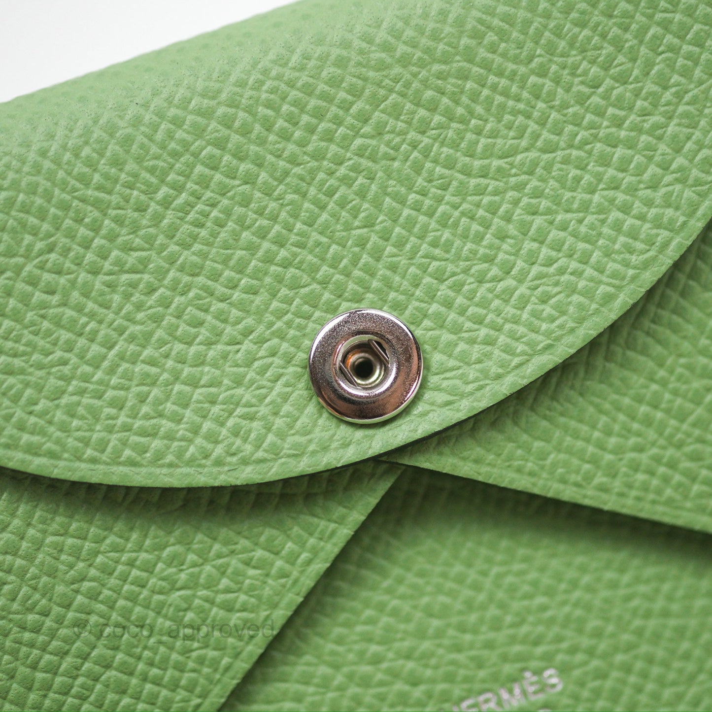 Hermès Calvi Duo Compact Card Holder 3I Vert Criquet Epsom Palladium Hardware