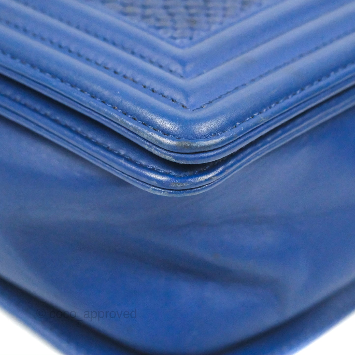 Chanel Medium Boy Blue Python Matte Silver Hardware
