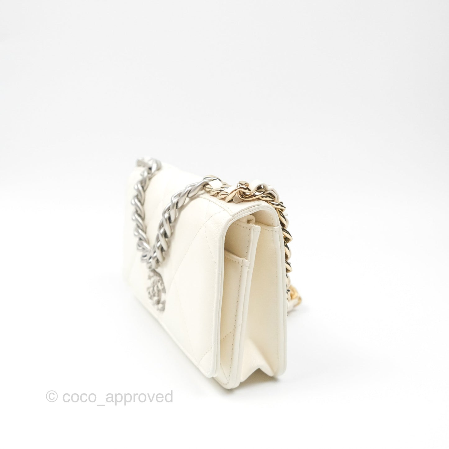 Chanel 19 Wallet on Chain WOC White Mixed Hardware