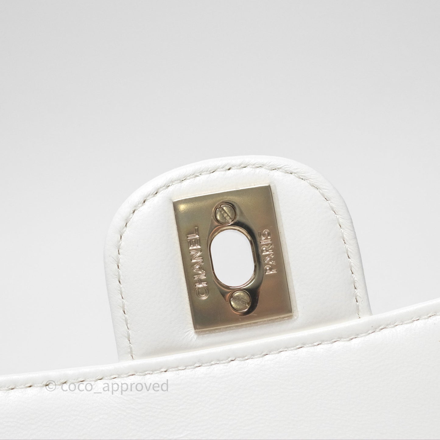 Chanel Crystals Top Handle Mini Rectangular Flap Bag White Lambskin Gold Hardware