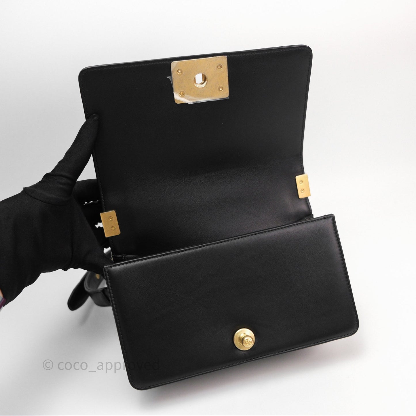 Chanel Small Boy Black Lambskin Aged Gold Hardware