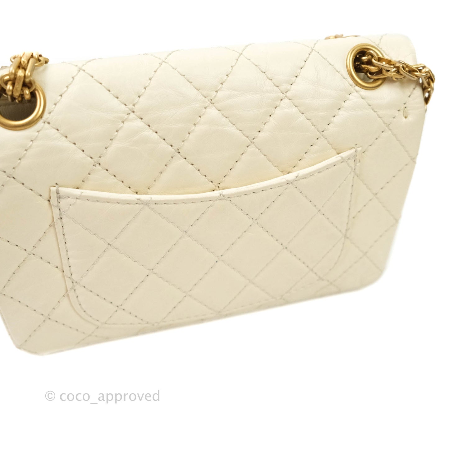Chanel Mini Reissue 224 White Aged Calfskin Aged Gold Hardware