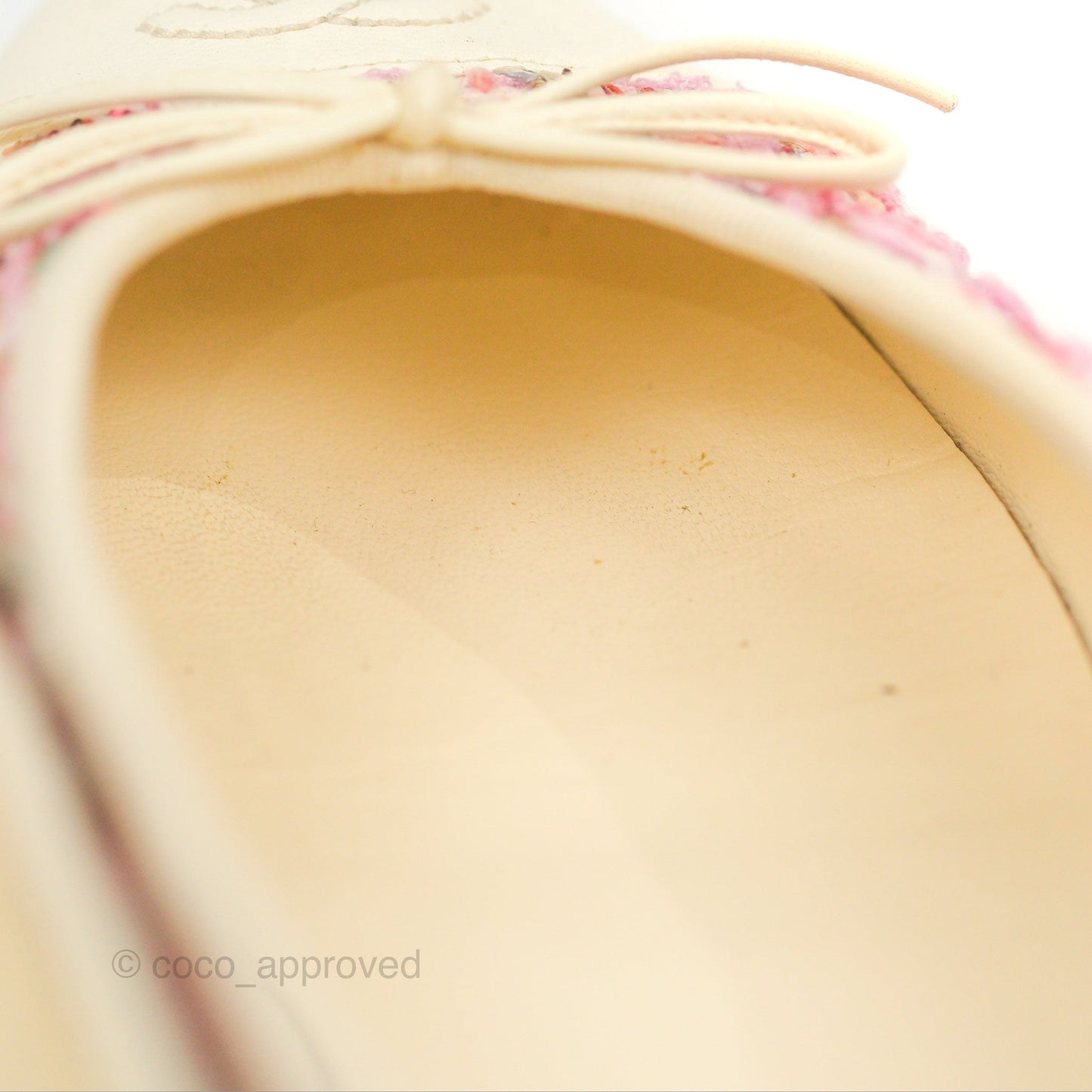 Chanel Ballerina Flats Pink/Ivory Tweed Size 38