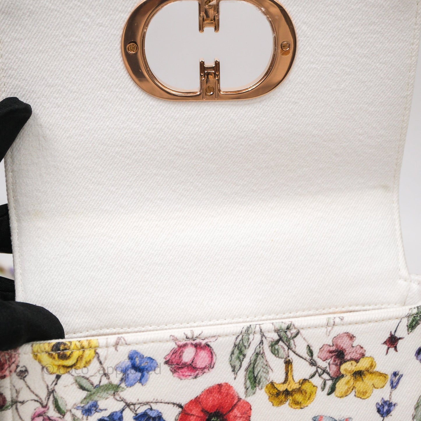 Dior Small Caro Bag White Florilegio Rose Gold Hardware