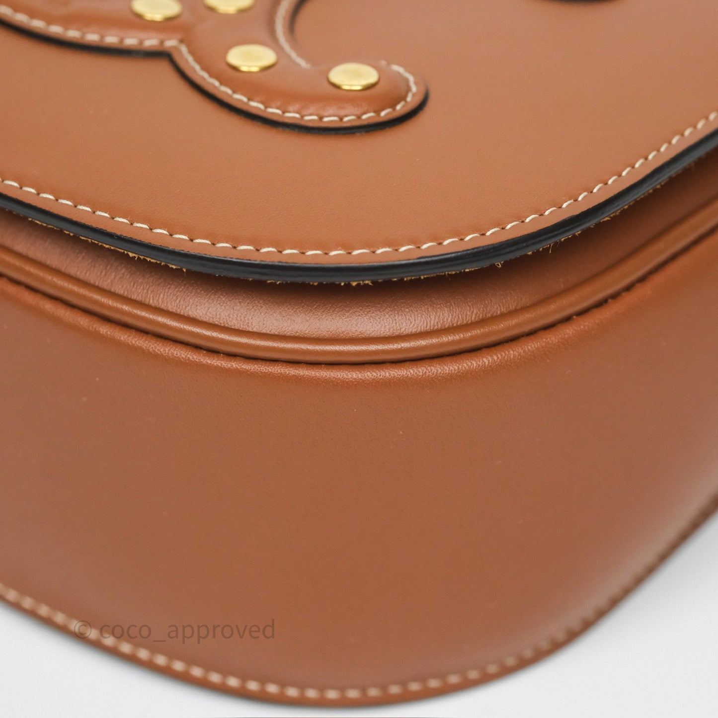 Celine Gold Studs Folco Cuir Triomphe in Smooth Calfskin Tan