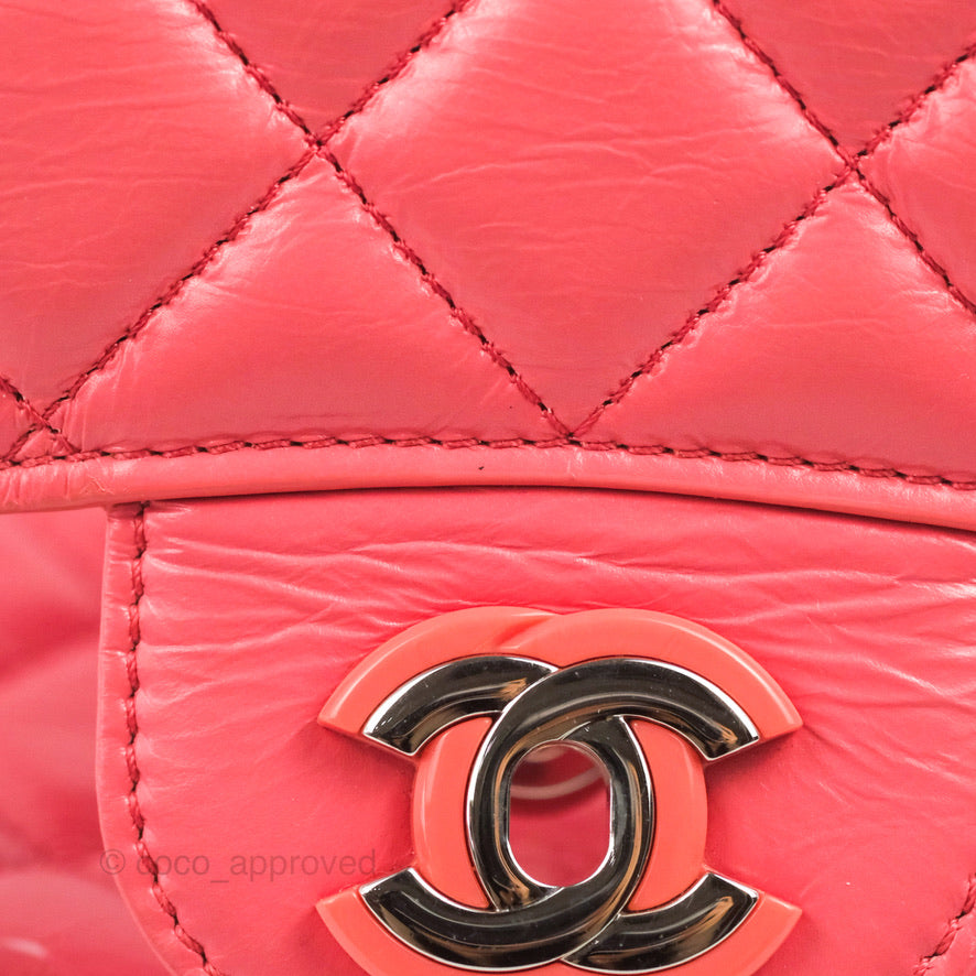 Chanel Aquarium PVC Coral Pink Crumpled Calfskin Silver Hardware