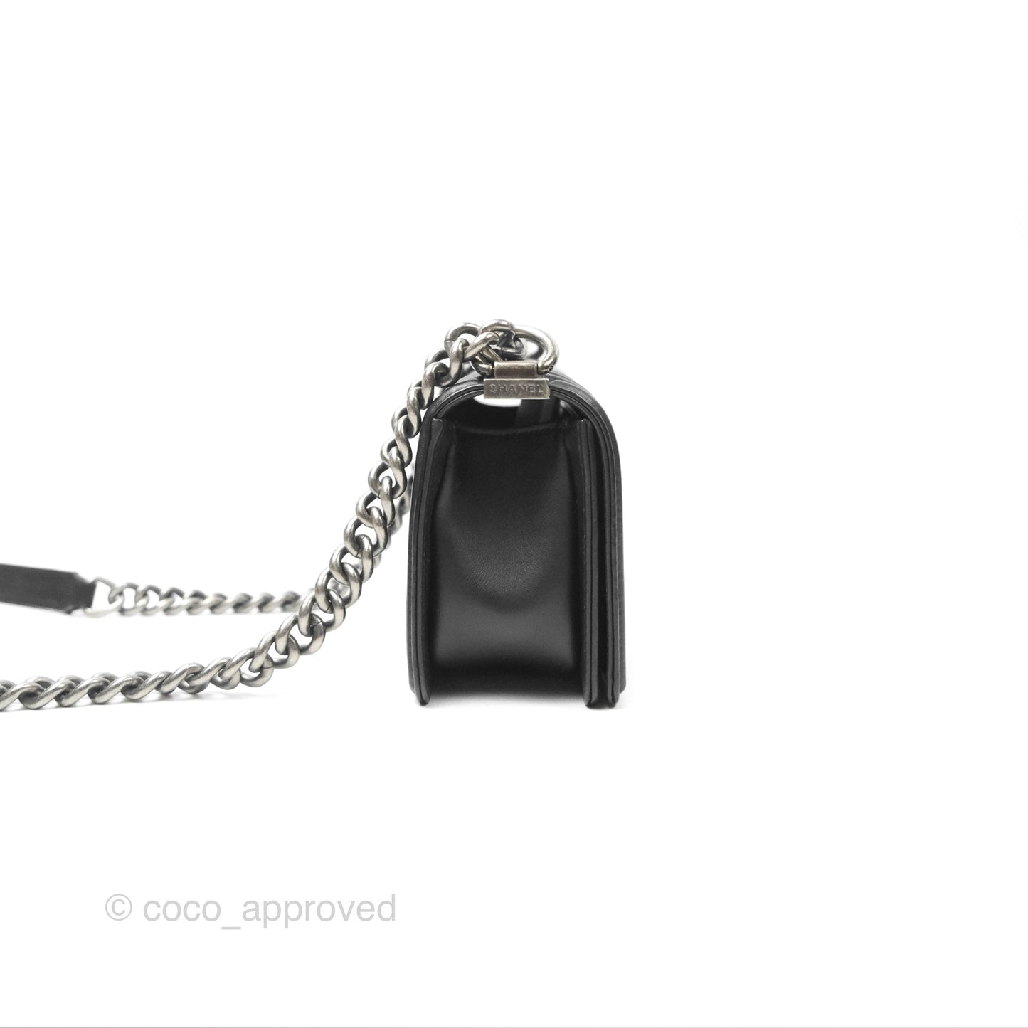 Chanel Small Boy Quilted Black Calfskin Ruthenium Hardware