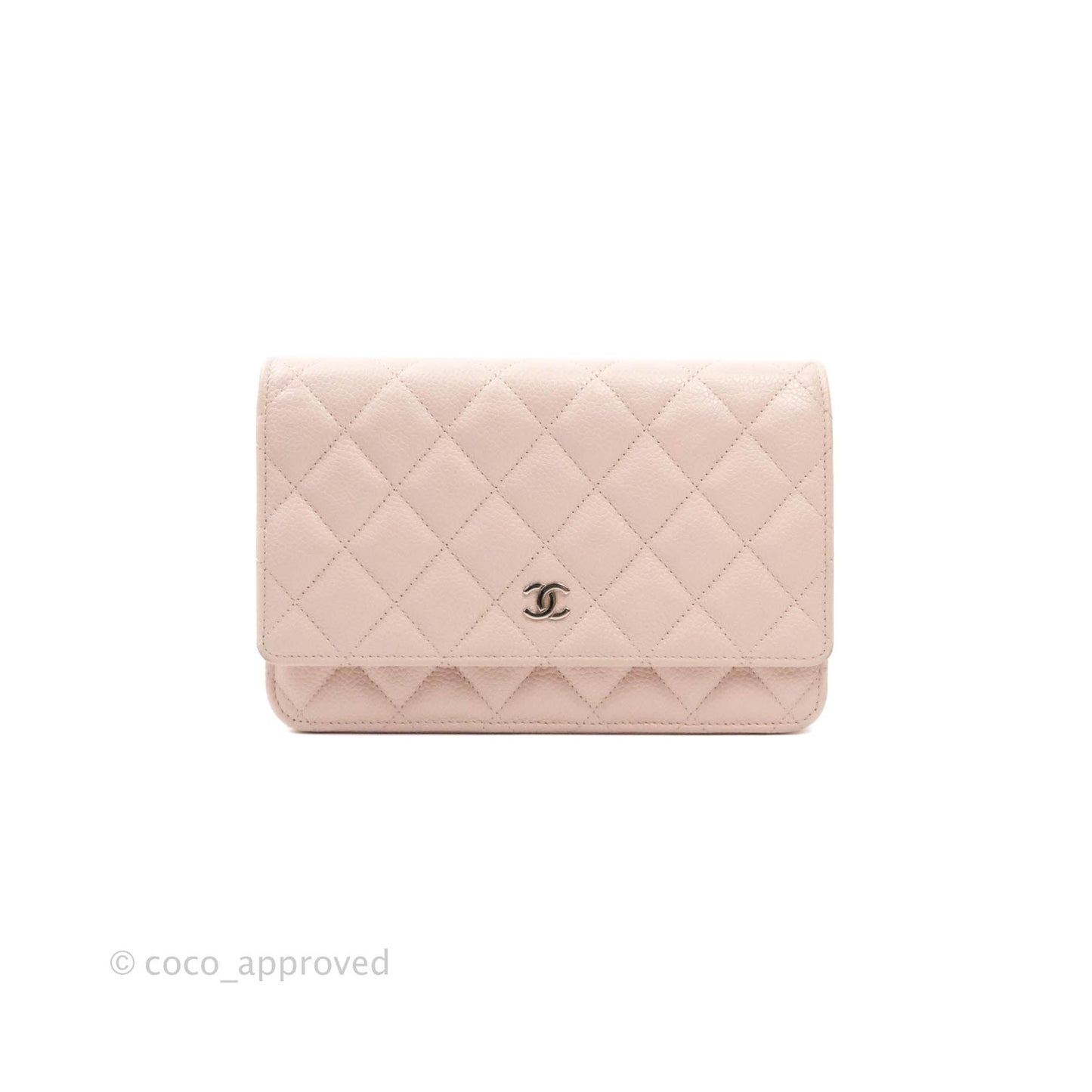 Chanel Quilted Wallet on Chain WOC Sakura Pink Caviar Silver Hardware