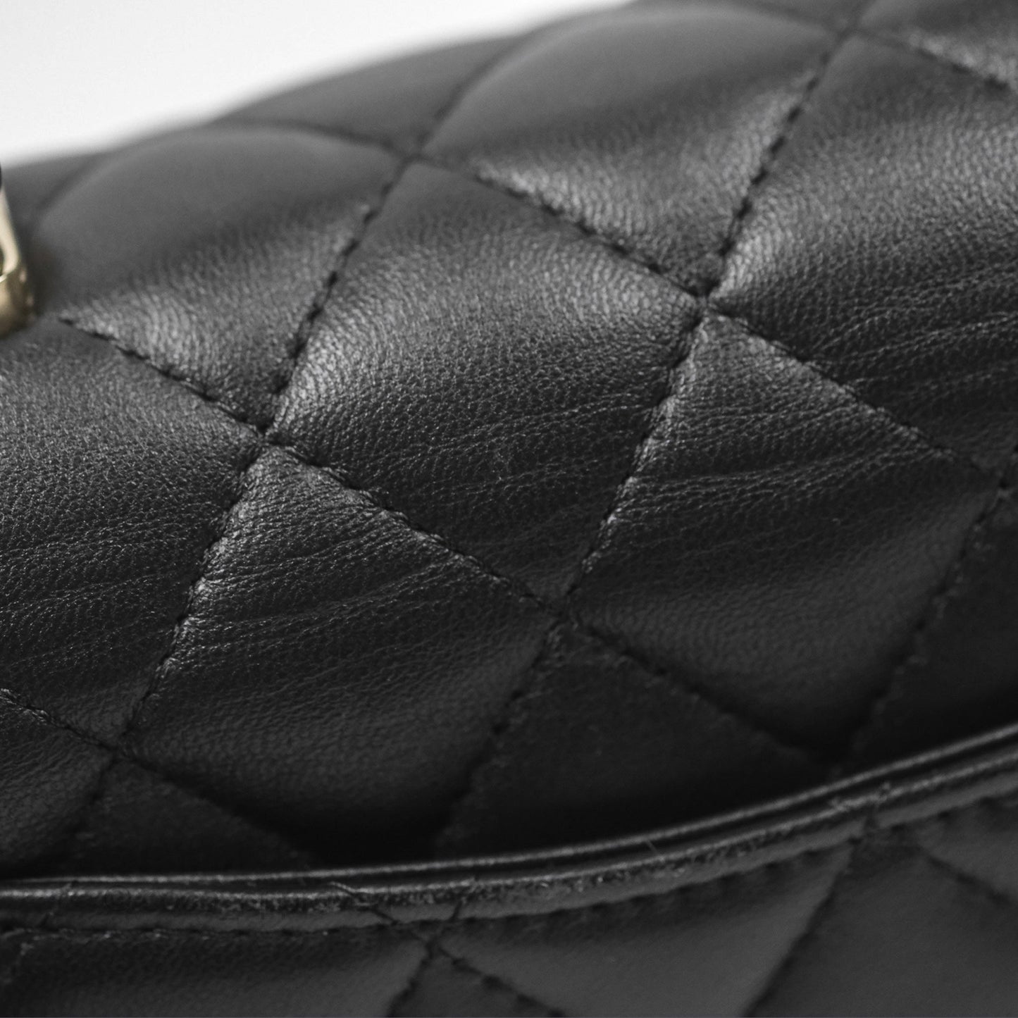 Chanel Top Handle Mini Rectangular Flap Black Lambskin Gold Hardware