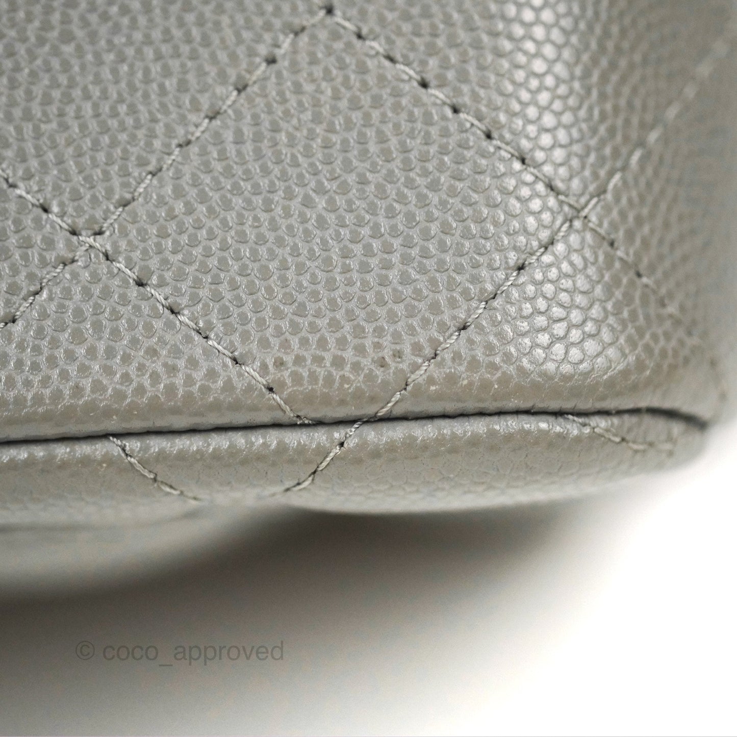 Chanel Quilted Mini Rectangular Flap Grey Caviar Silver Hardware 17B