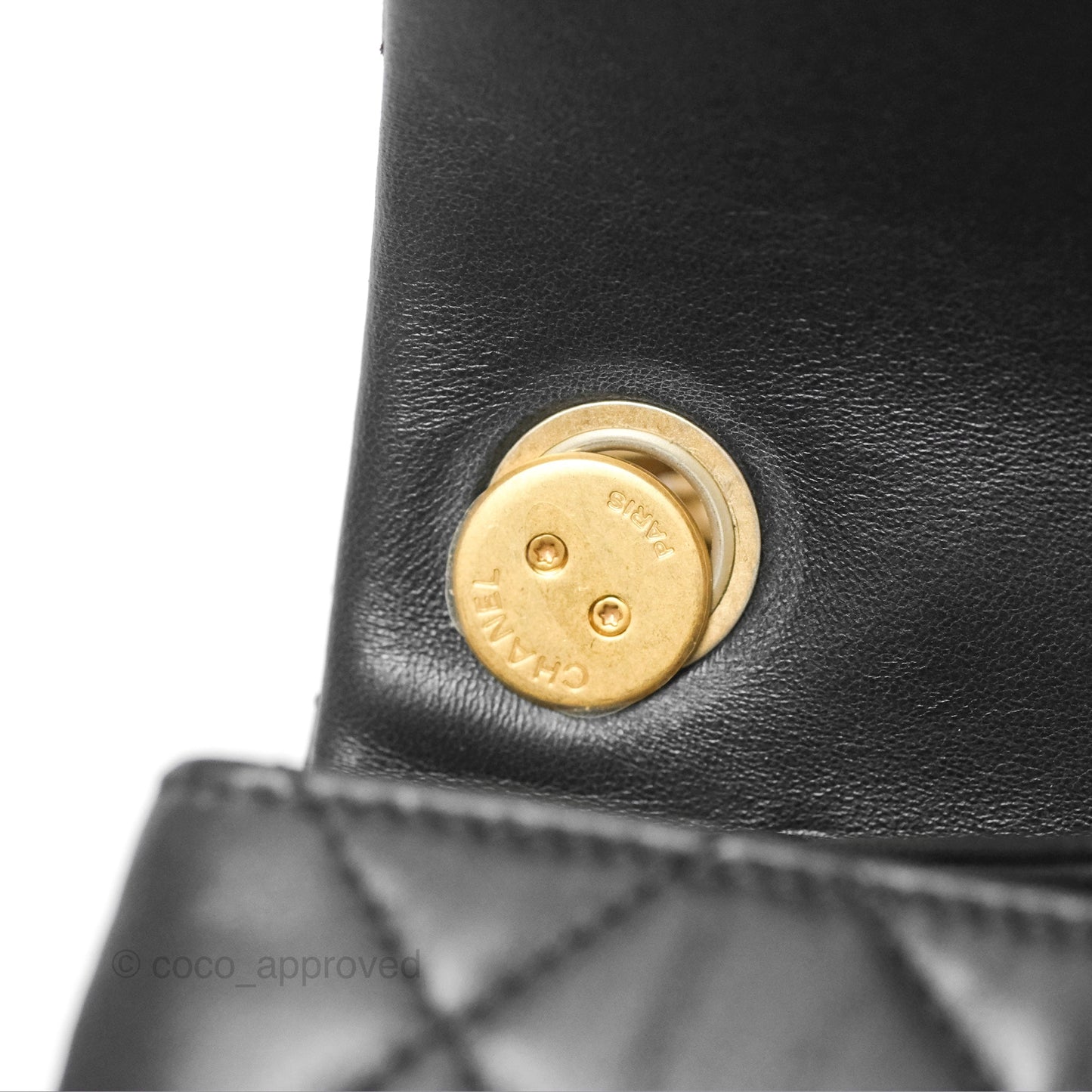 Chanel Flap Bag with Adjustable Strap Black Lambskin Aged Gold Hardware 22K