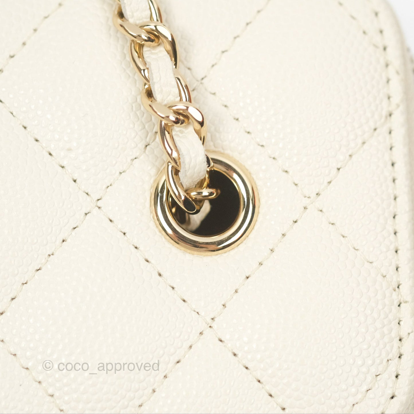 Chanel Classic Vanity With Chain Ivory Caviar Gold Hardware