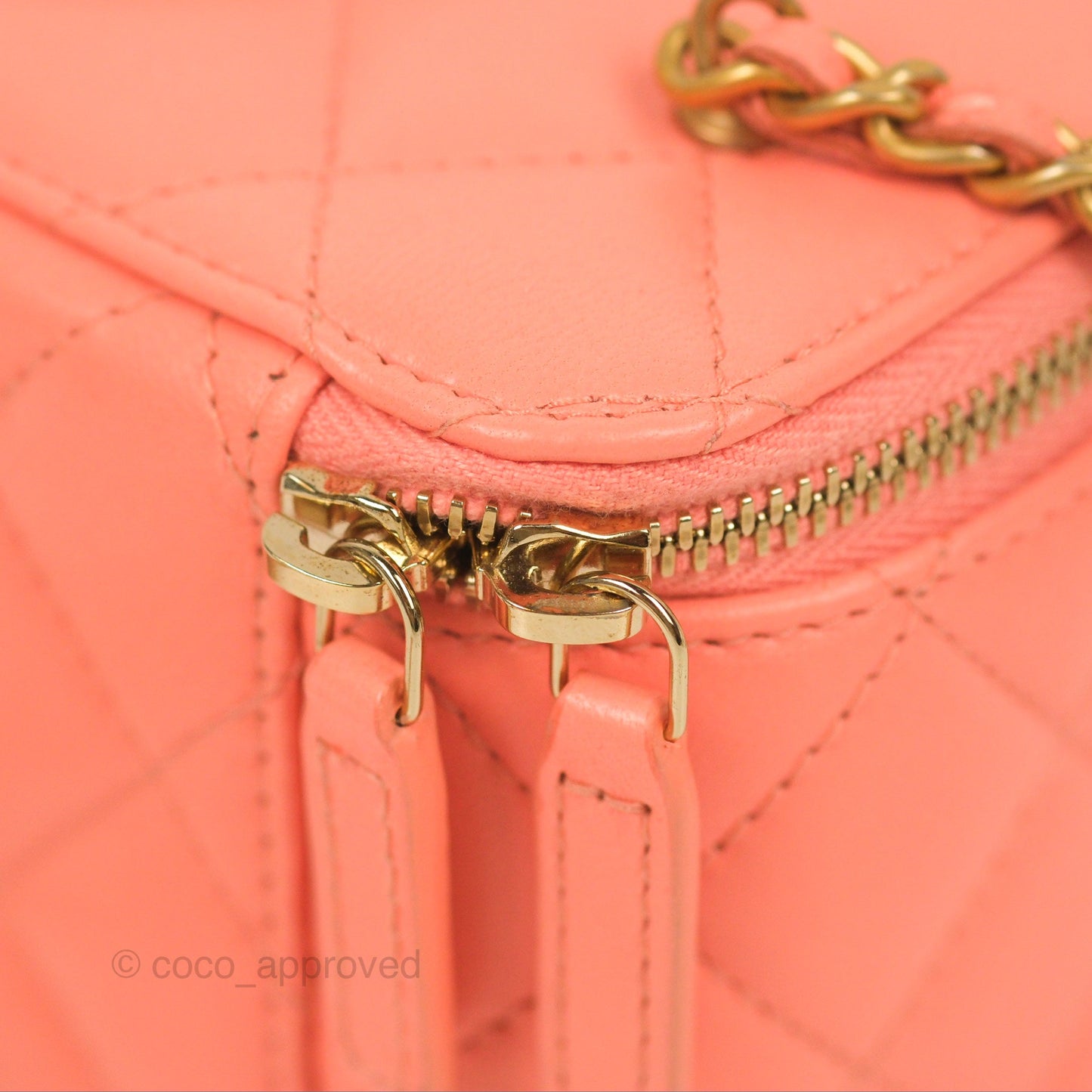 Chanel Mini Pearl Crush Vanity With Chain Orange Clair Gold Hardware