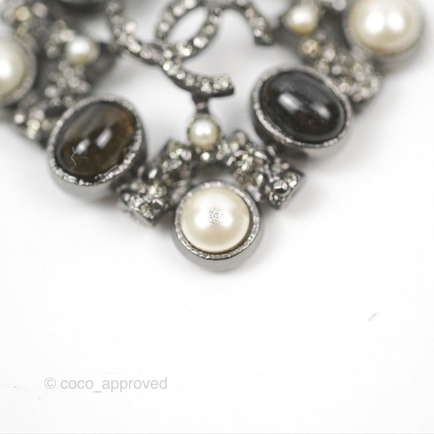 Chanel CC Square Pendant Necklace Gun Metal 14P