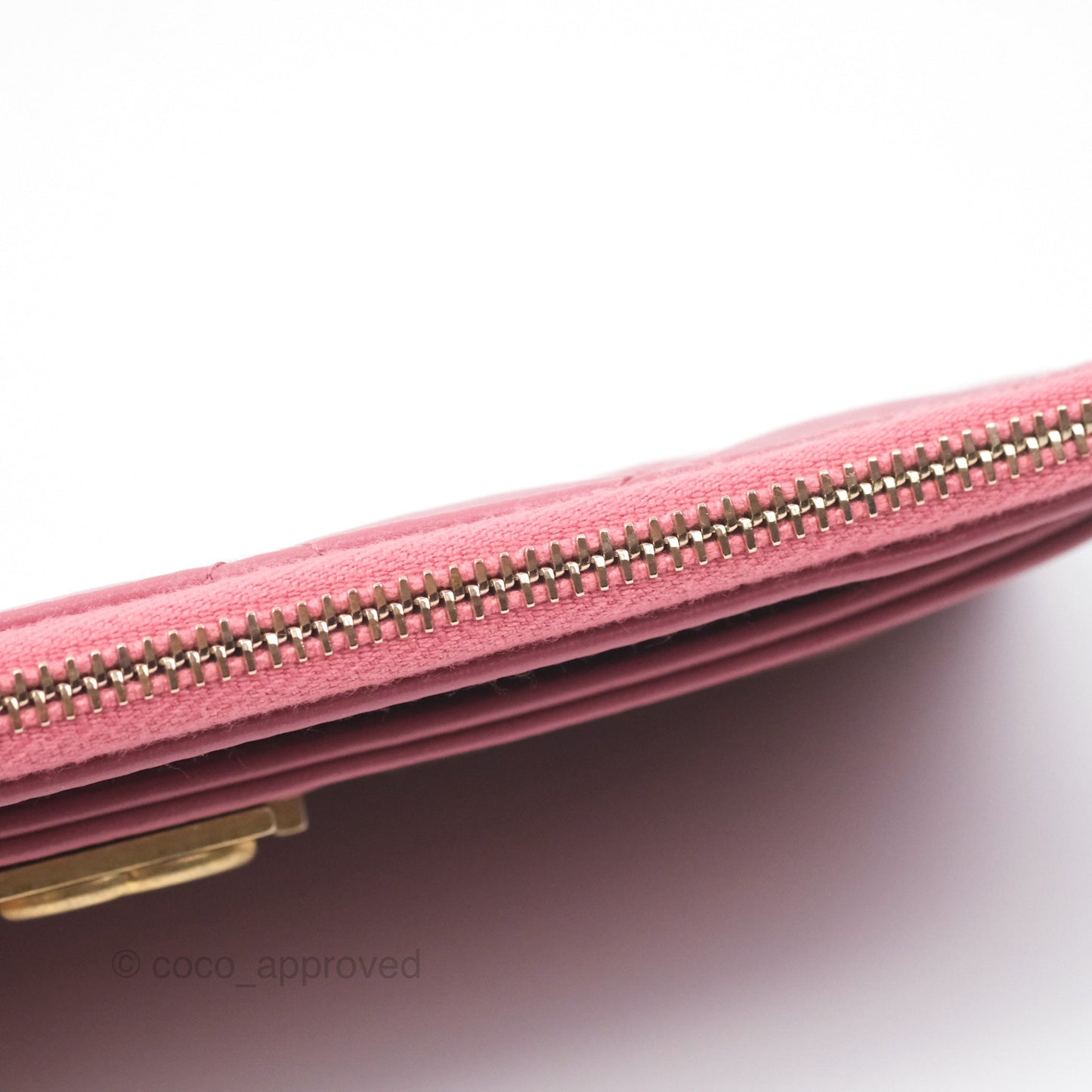 Chanel Boy Long Pouch Wallet Dusty Pink Lambskin Aged Gold Hardware