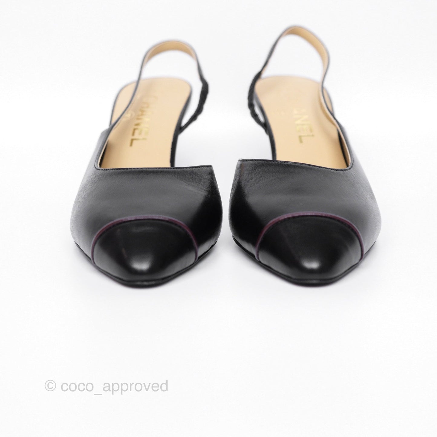 Chanel Toecap Slingback Heels Black Size 37