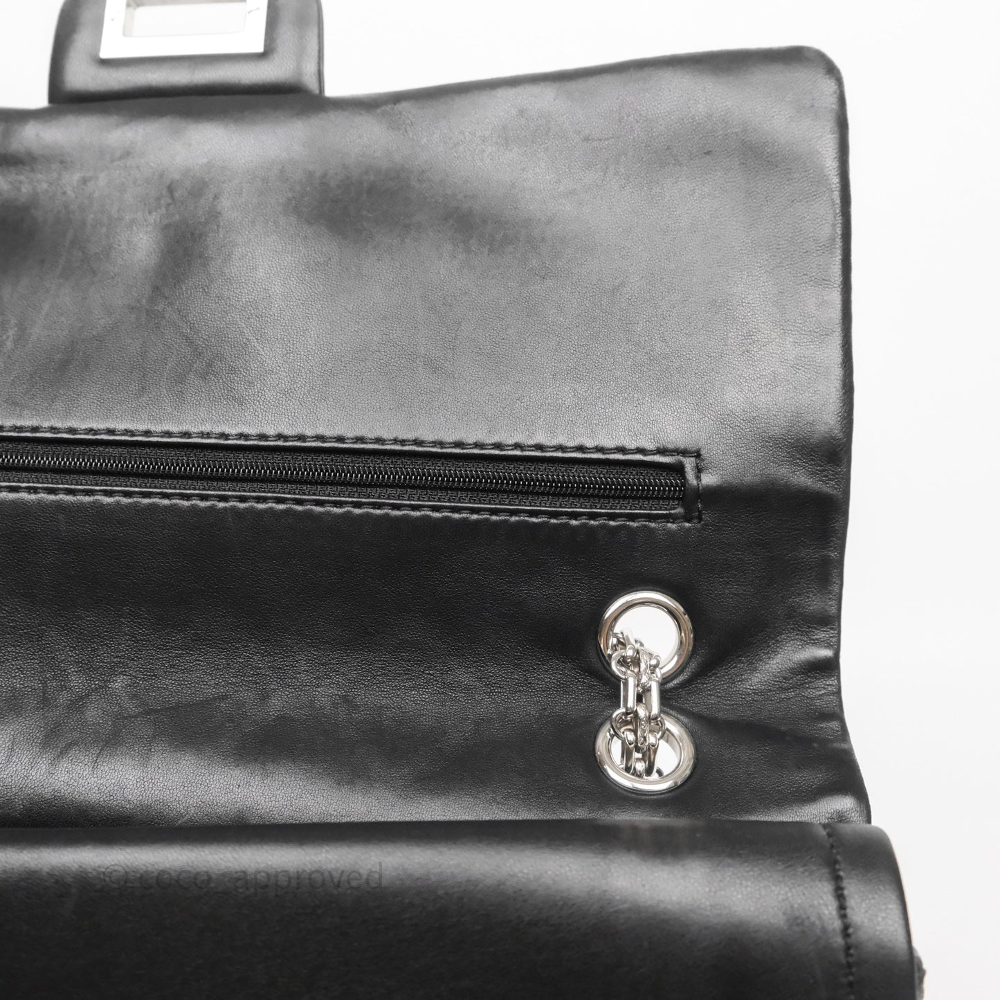 Chanel 2.55 Reissue Glazed Calfskin So Black 227 Silver Hardware